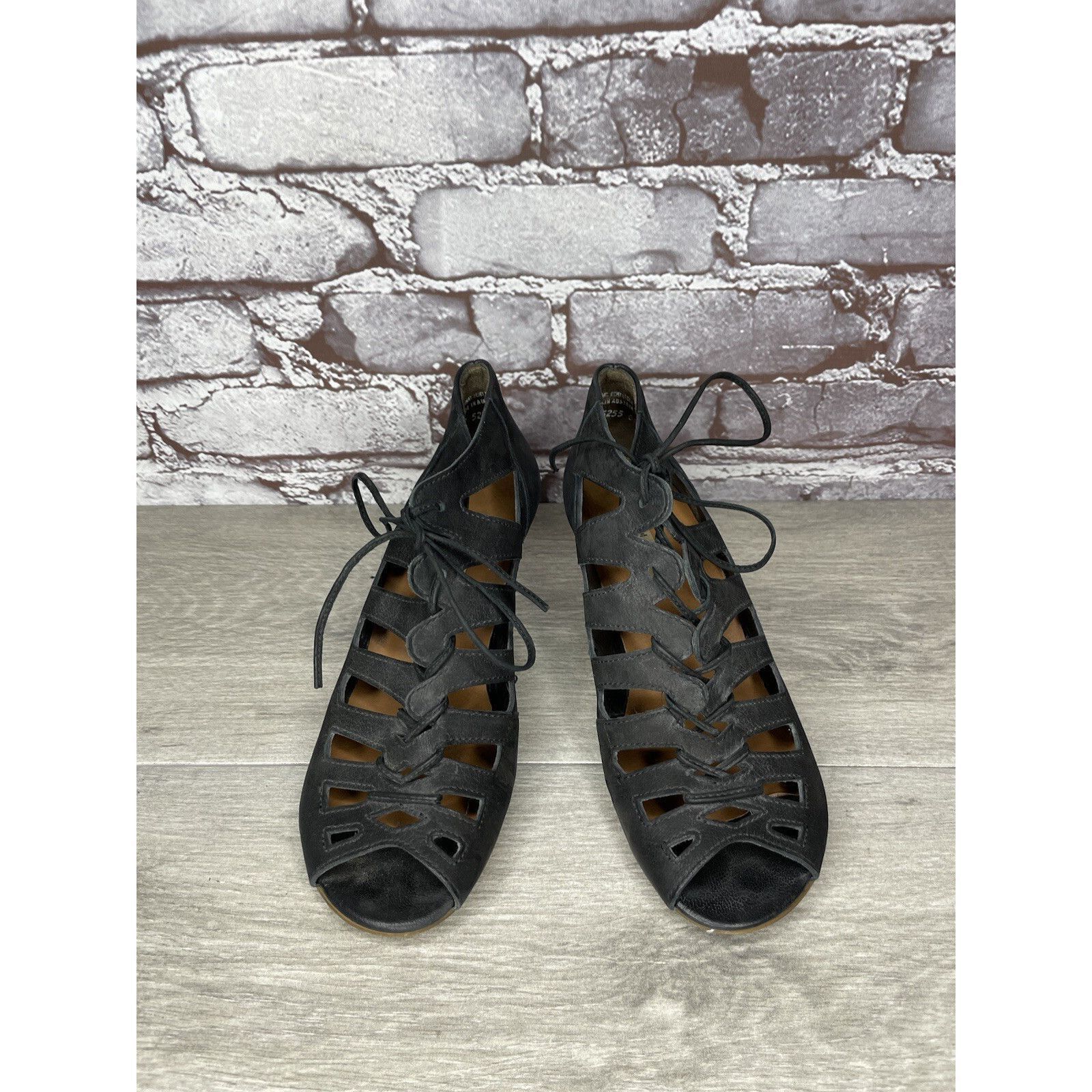 Other Paul Green Munchen Black Leather Caged Lace Up Heel Sandals Size US 6.5 / IT 36.5 - 17 Thumbnail