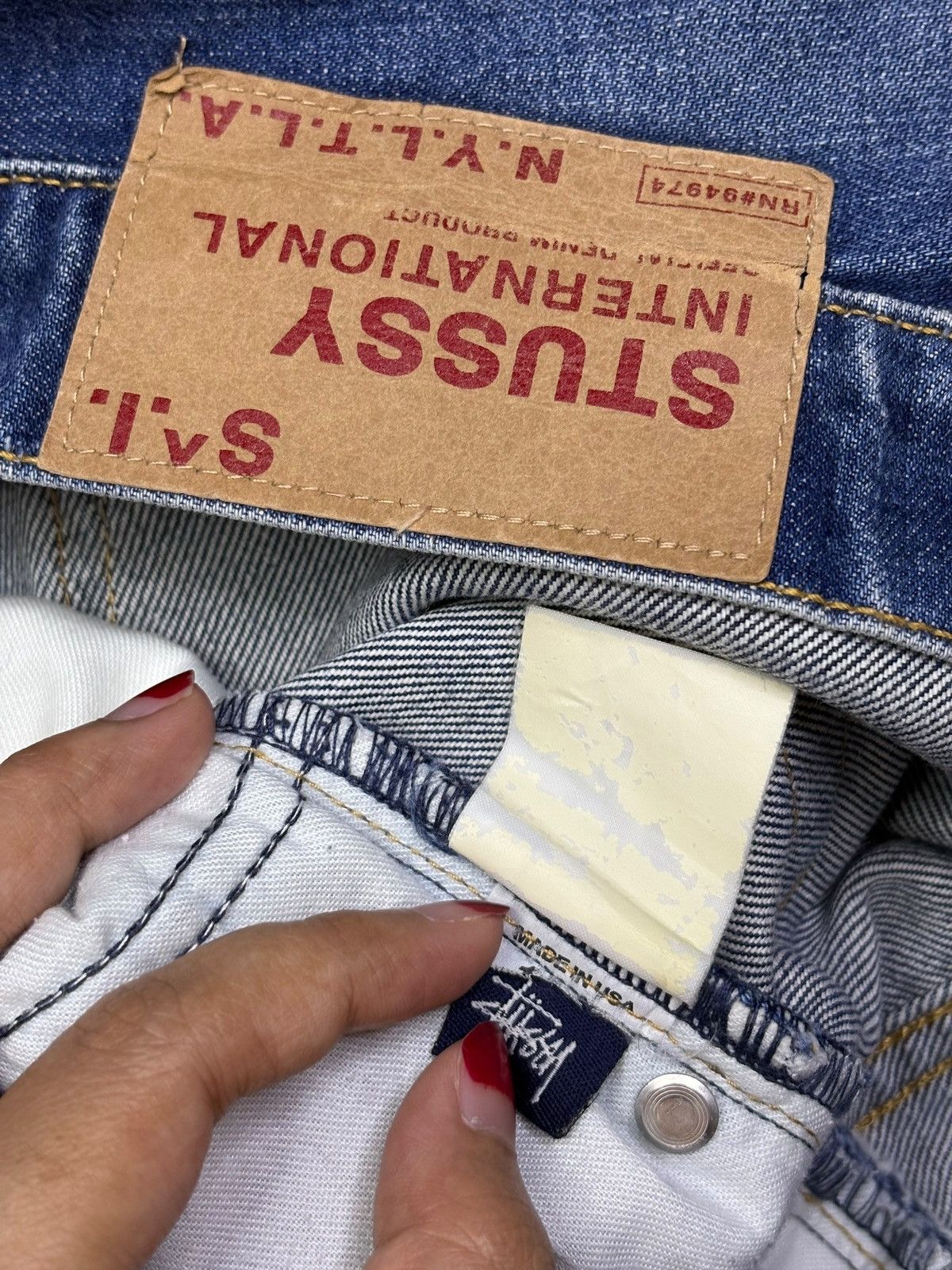 Stussy Vintage Stussy Blue Wash Distress Loose Baggy Jeans Size US 34 / EU 50 - 10 Thumbnail