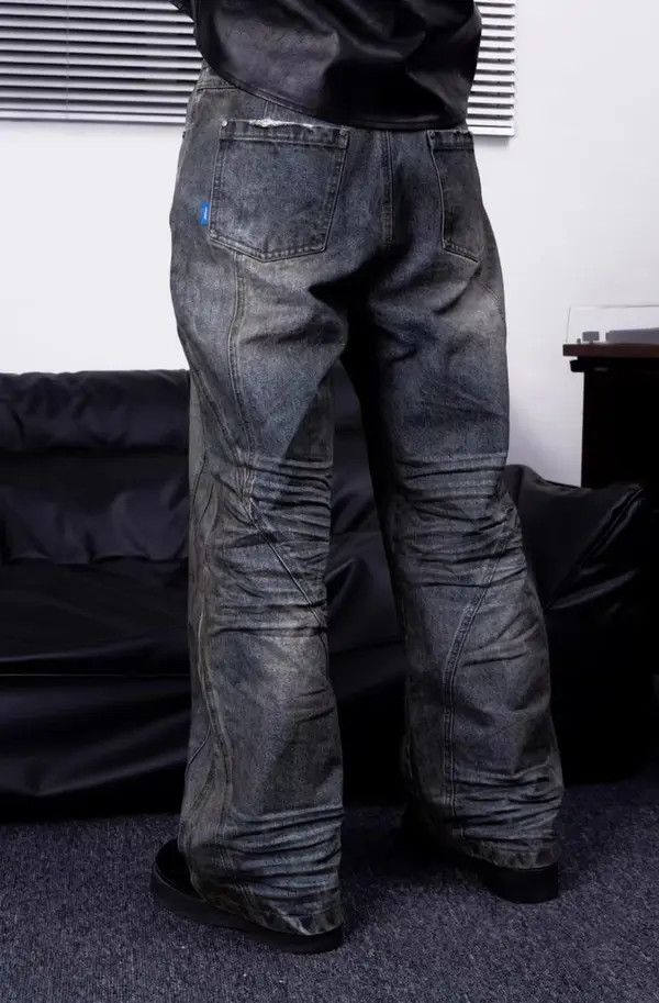 Japanese Brand VIBE Distressed muddy stained design texture ruined jeans Size US 32 / EU 48 - 4 Thumbnail