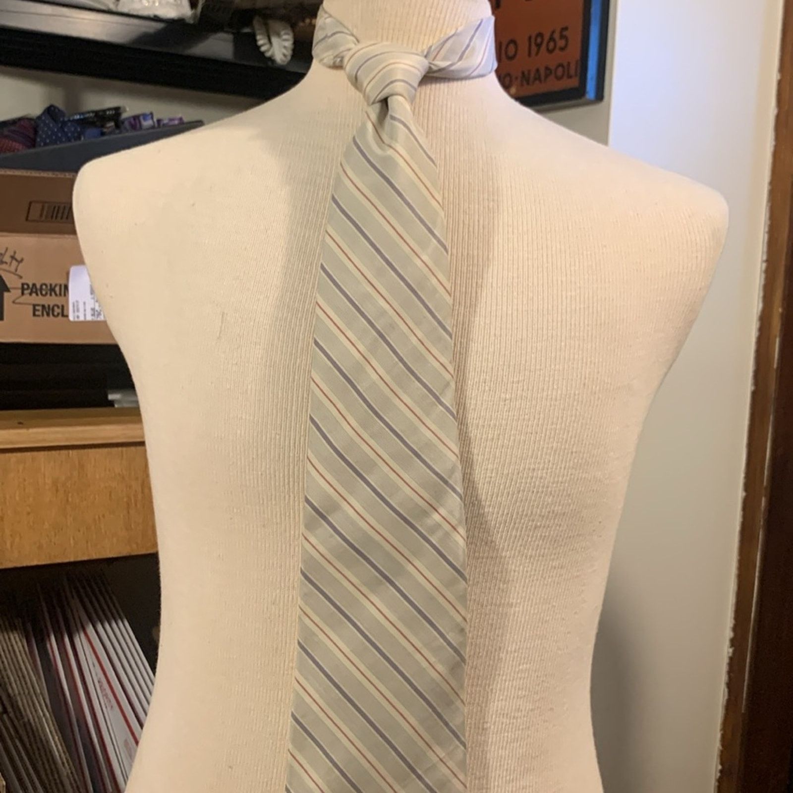 Yves Saint Laurent 80’s YSL Yves St Laurent 100% silk diagonal stripes necktie Size ONE SIZE - 4 Thumbnail