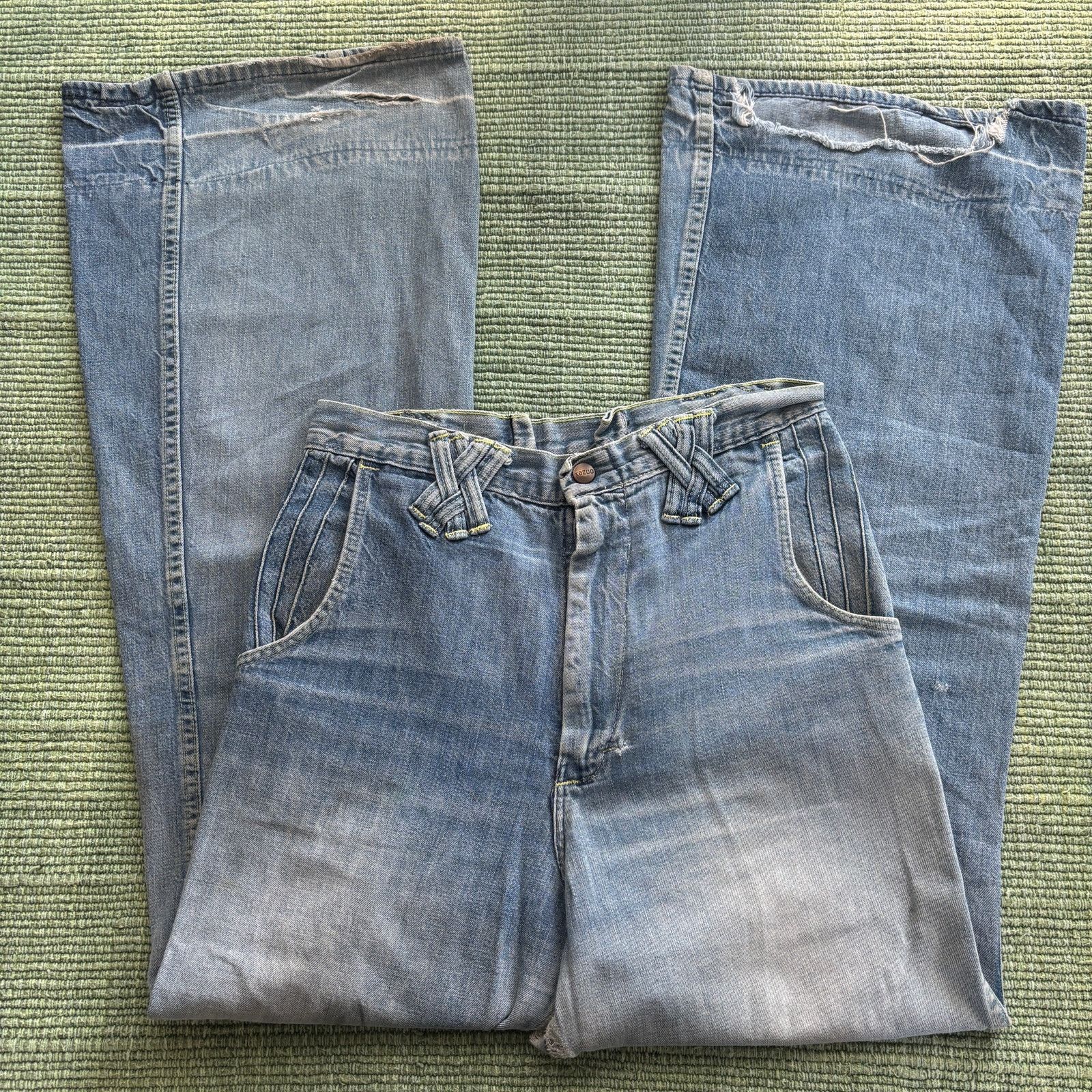 Vintage Vintage 70s Distressed Faded Bell Bottom Jeans Kazoo 28x31 Size 28" / US 6 / IT 42 - 1 Thumbnail