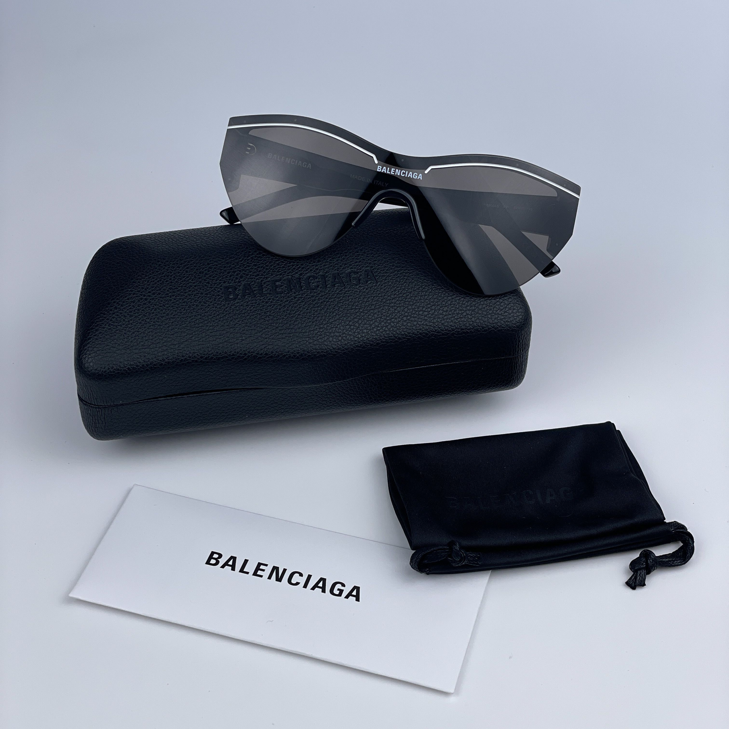 Balenciaga NEW Balenciaga BB0004S 001 Grey Shield Unisex Sunglasses Size ONE SIZE - 5 Thumbnail
