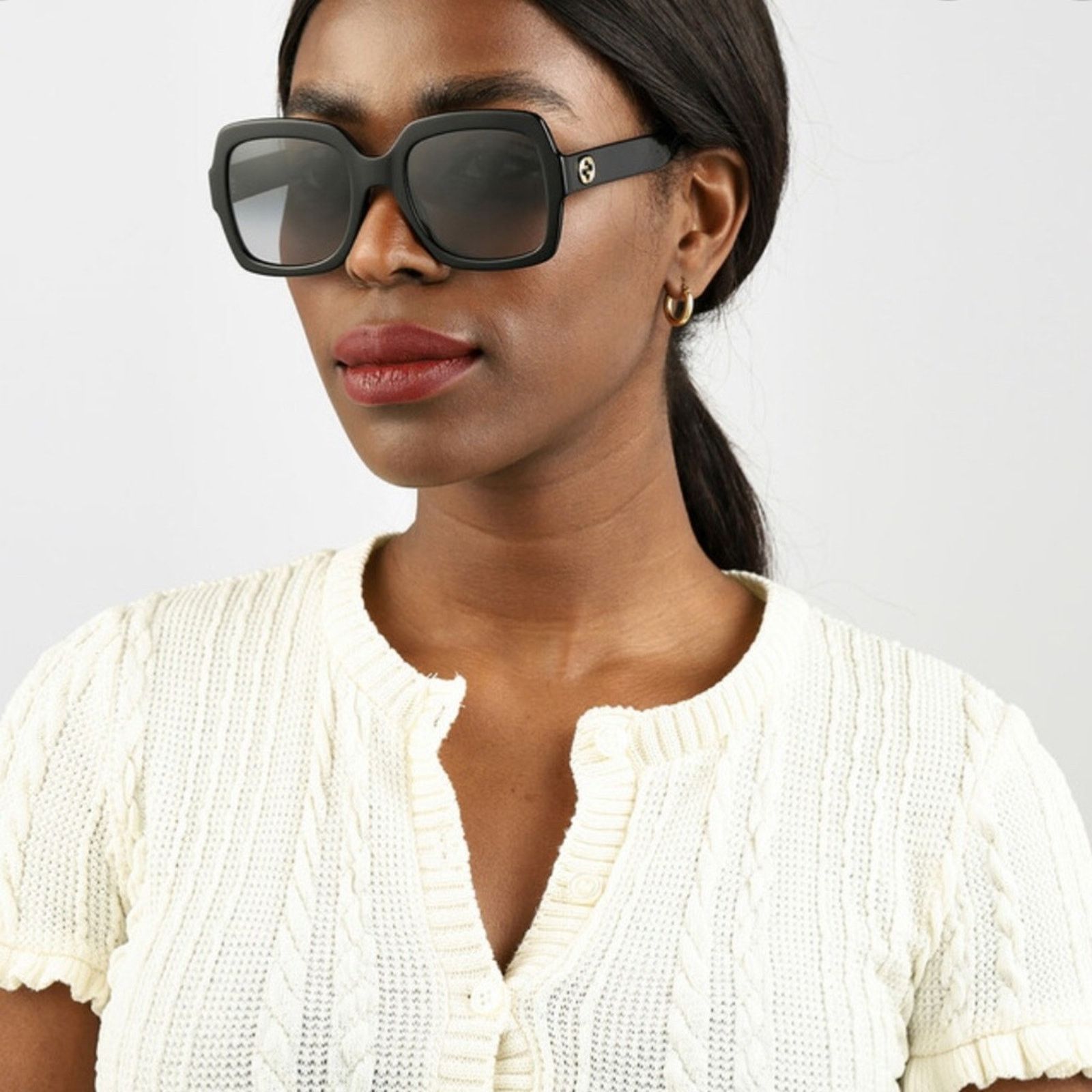 Gucci BRAND NEW GUCCI GG0036SN 001 Black/Grey Women Sunglasses Size ONE SIZE - 8 Thumbnail