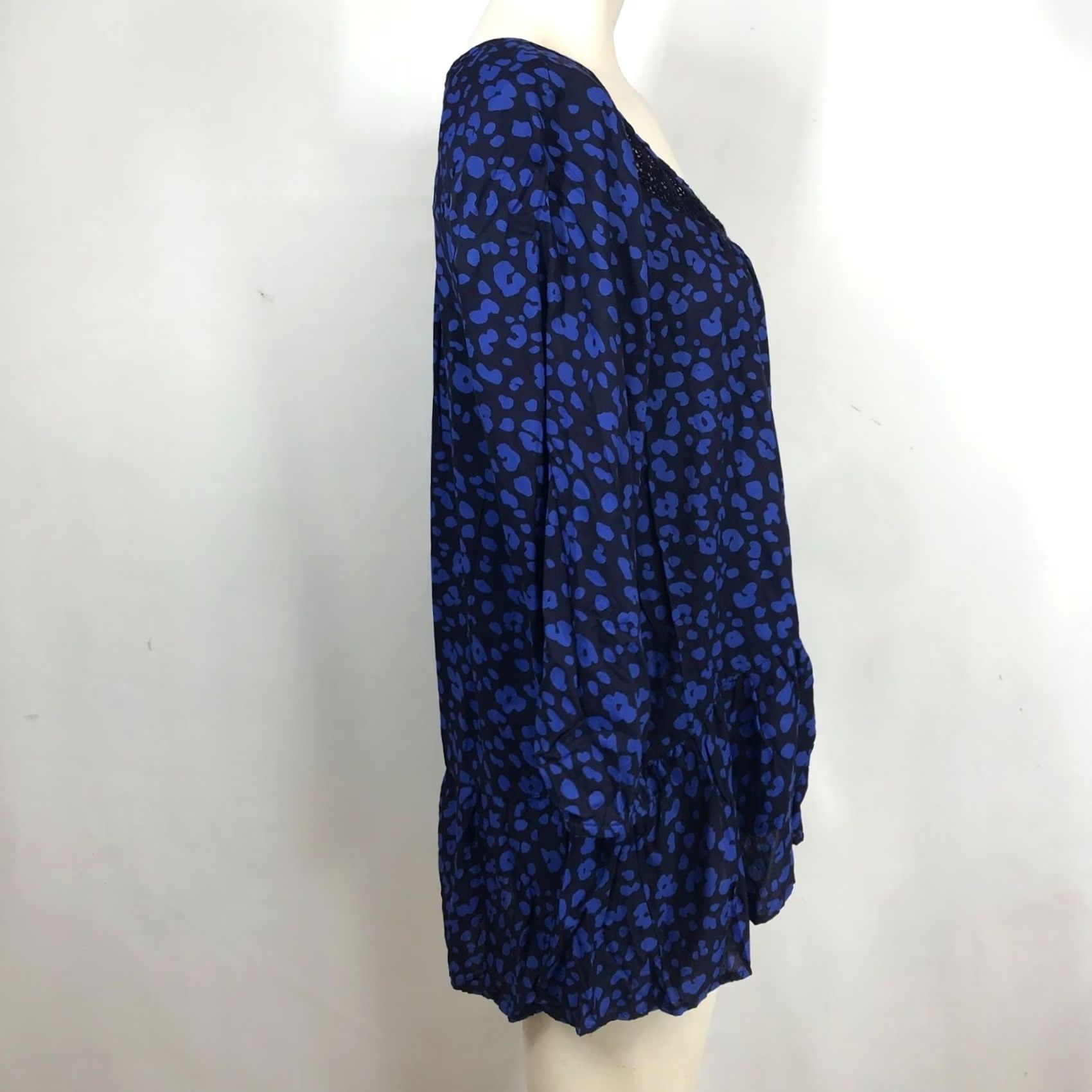 Vintage HD In Paris WOMEN'S Blouse Navy Round Neck 3/4 Sleeve M Size M / US 6-8 / IT 42-44 - 4 Thumbnail