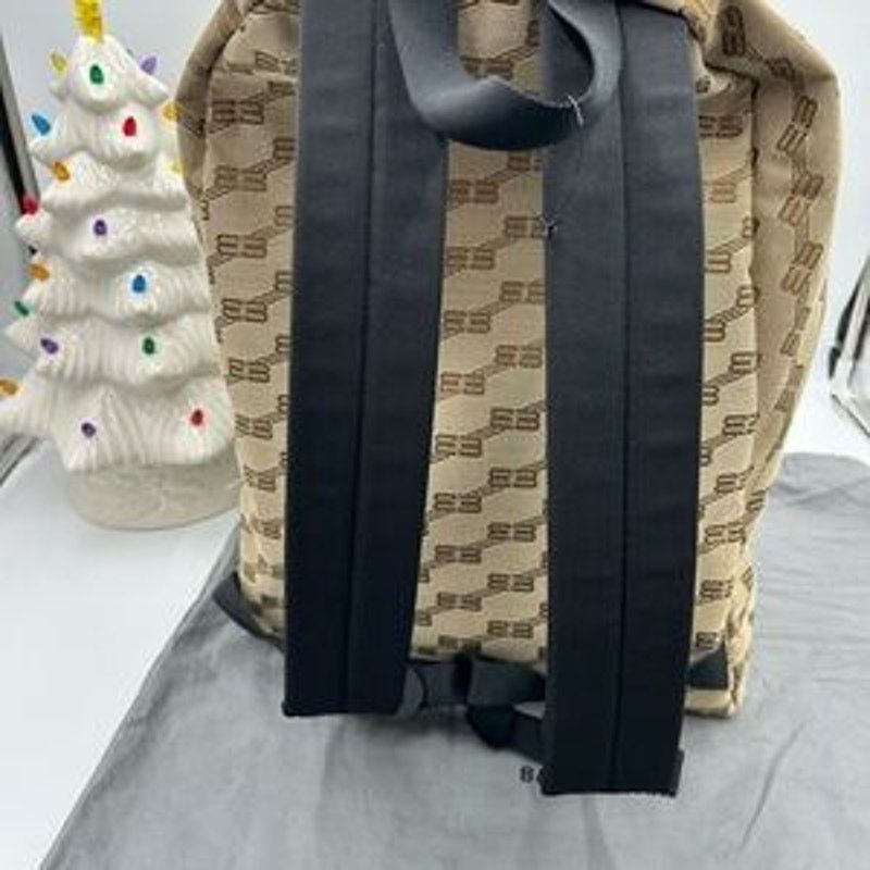 Unisex Balenciaga signature backpack in beige BB monogram