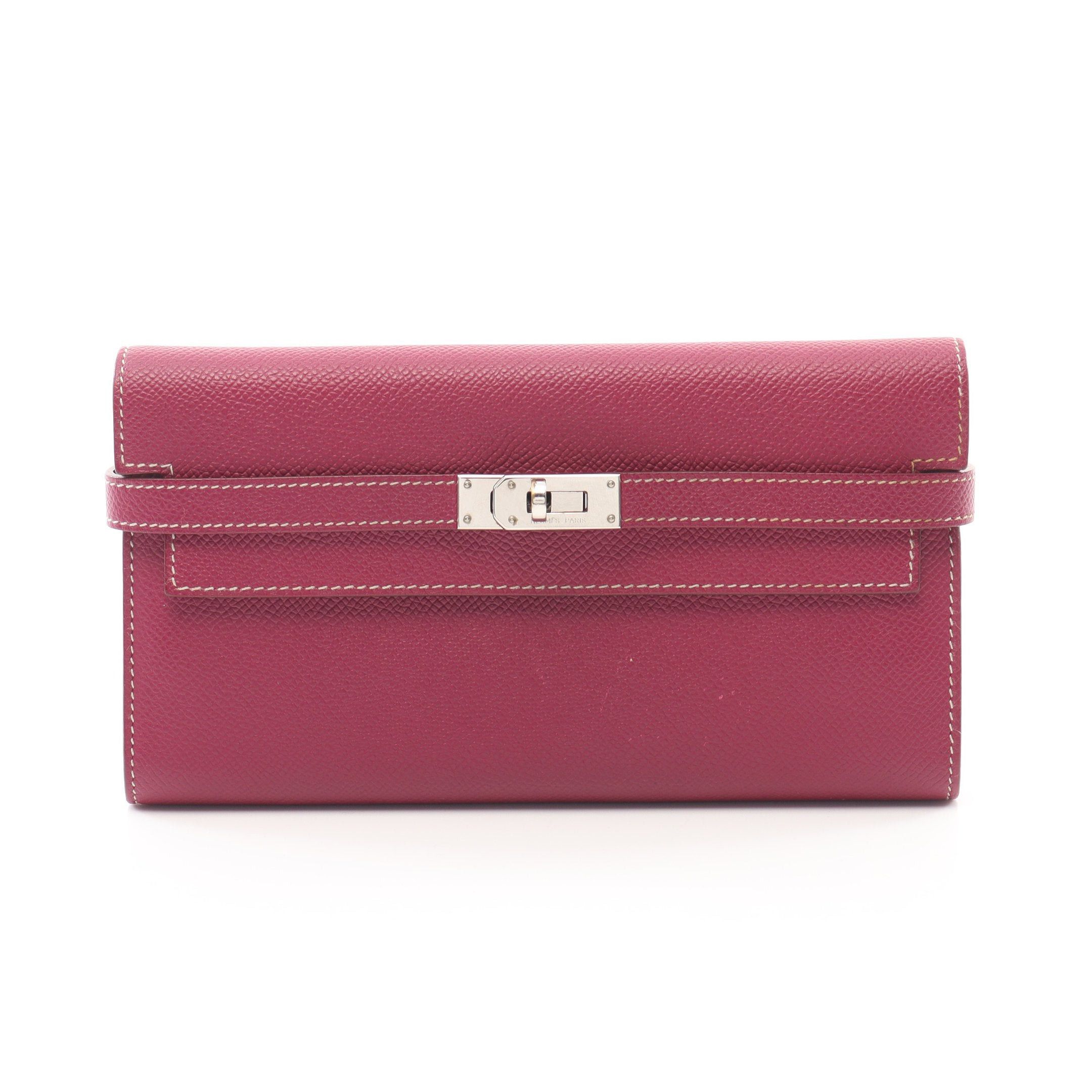 Hermes Hermes Kelly Wallet Bi-Fold Long Veau Epsom Pink Purple Silver Hardware Stamp Size ONE SIZE - 1 Thumbnail