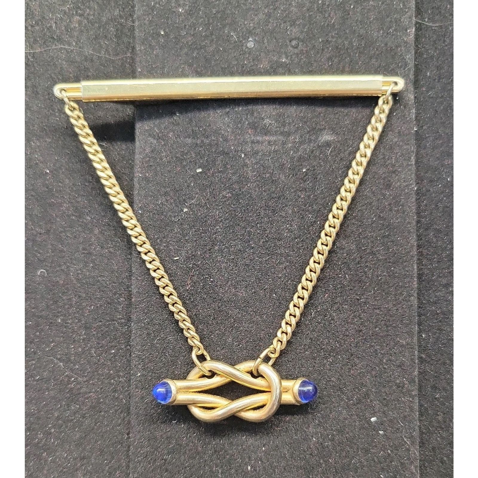The Unbranded Brand Vintage SWANK Blue Forever Knot Adjustable Tie Tack Clip Bar Size ONE SIZE - 2 Thumbnail