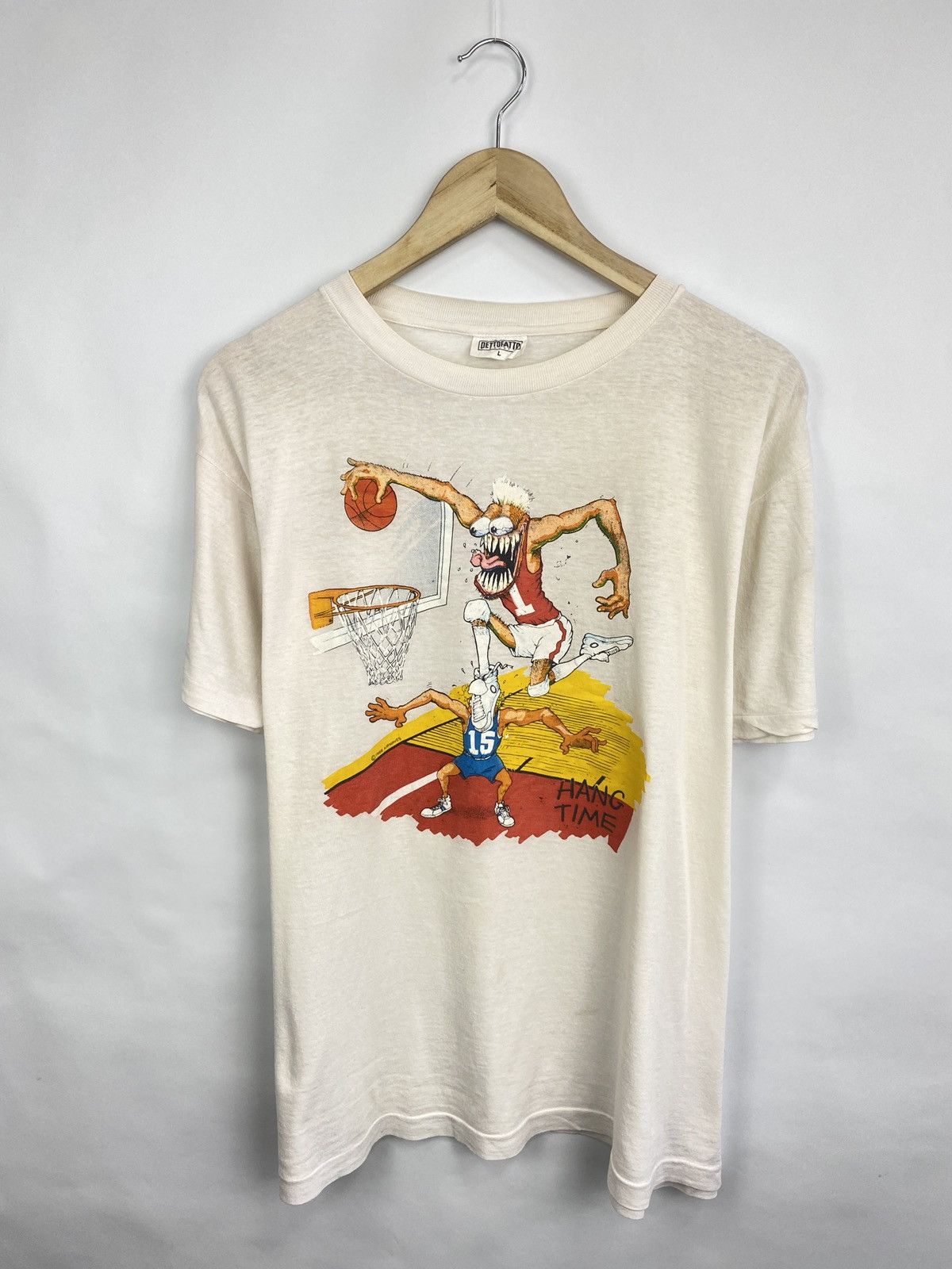 NBA 🇺🇸🏀 Vintage 1988 Art Airwaves Hang Time Rare Retro T-Shirt Size US L / EU 52-54 / 3 - 2 Thumbnail