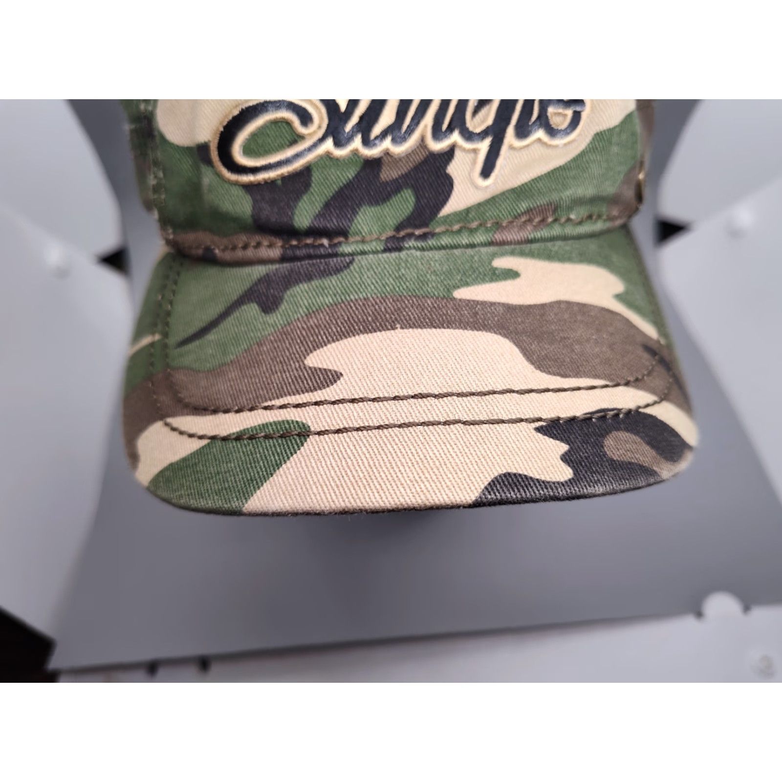 Vintage VINTAGE Peter Grimm Women's Camo Biker Cap Adjustable Strap L/XL Unisex Cotton Size ONE SIZE - 2 Thumbnail