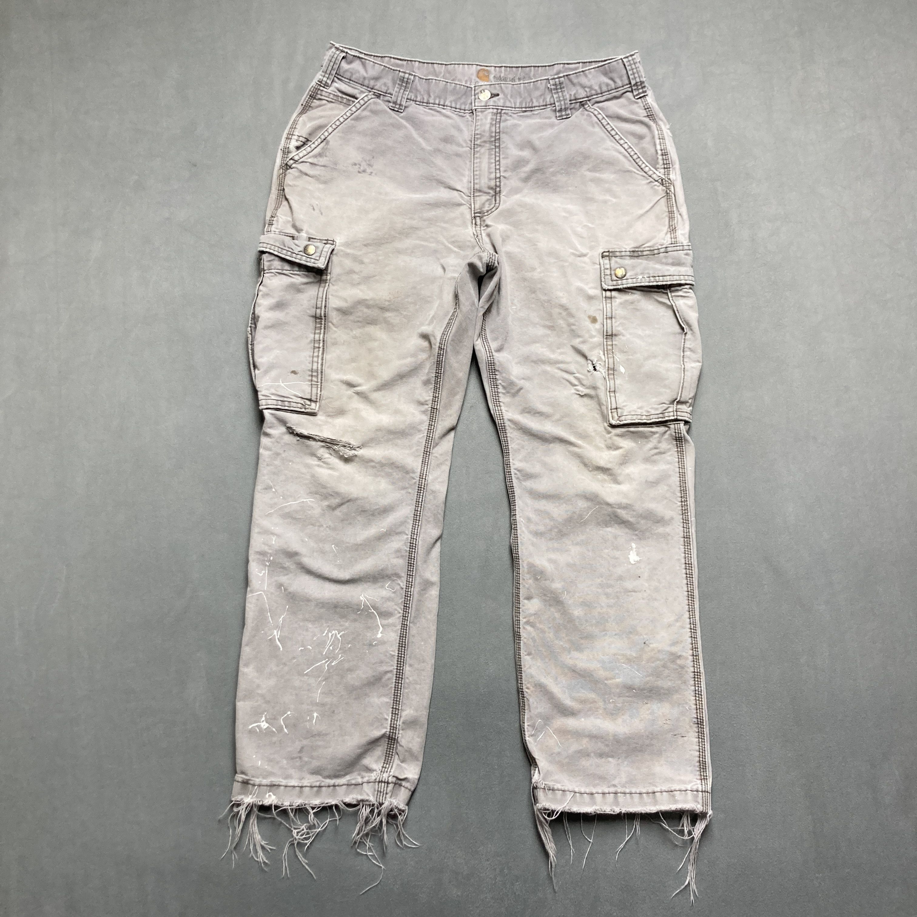 Carhartt Carhartt 36x30 Gray 100% Cotton Canvas Cargo Pants Thrashed Size US 36 / EU 52 - 1 Thumbnail