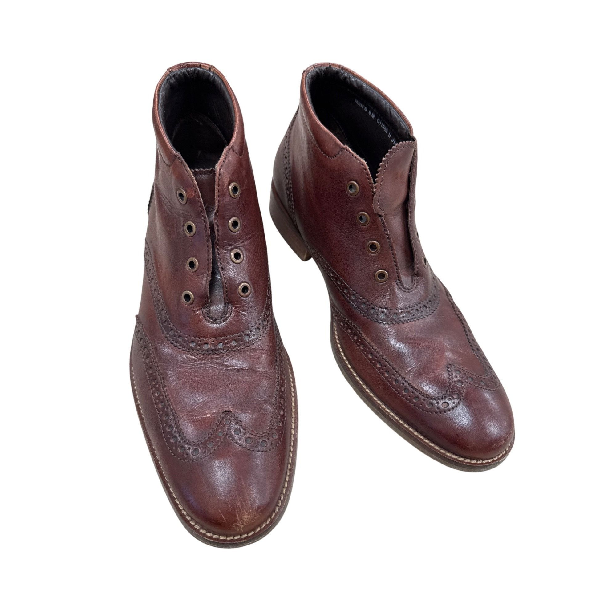 Cole Haan Cole Haan Mens Brown Leather Ankle Wingtip Boots 8M SKU 7796 Size US 8 / EU 41 - 14 Thumbnail