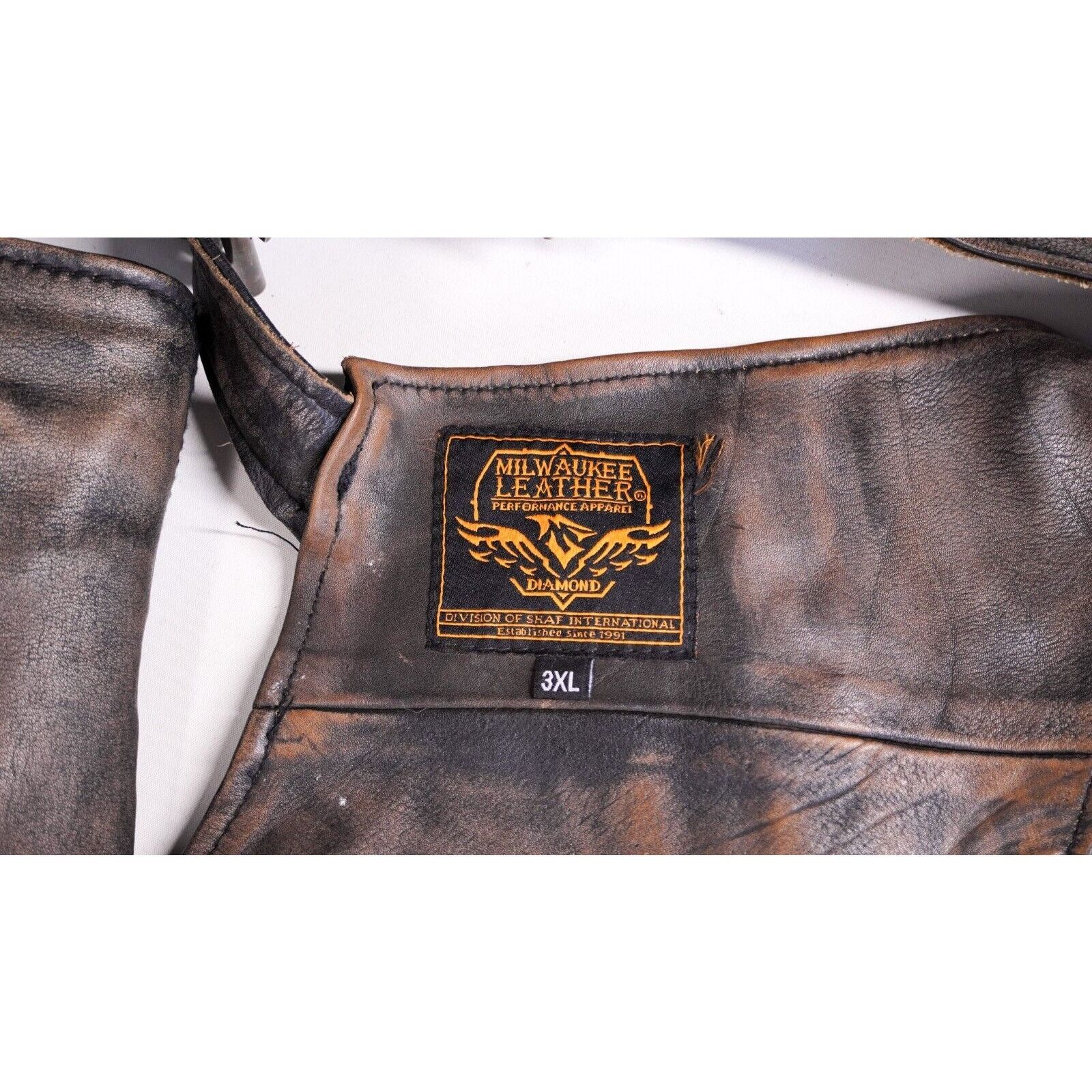 Other Leather Chaps Motorcycle Leggings Adjustable Belt Pants 3XL Size US 36 / EU 52 - 9 Thumbnail
