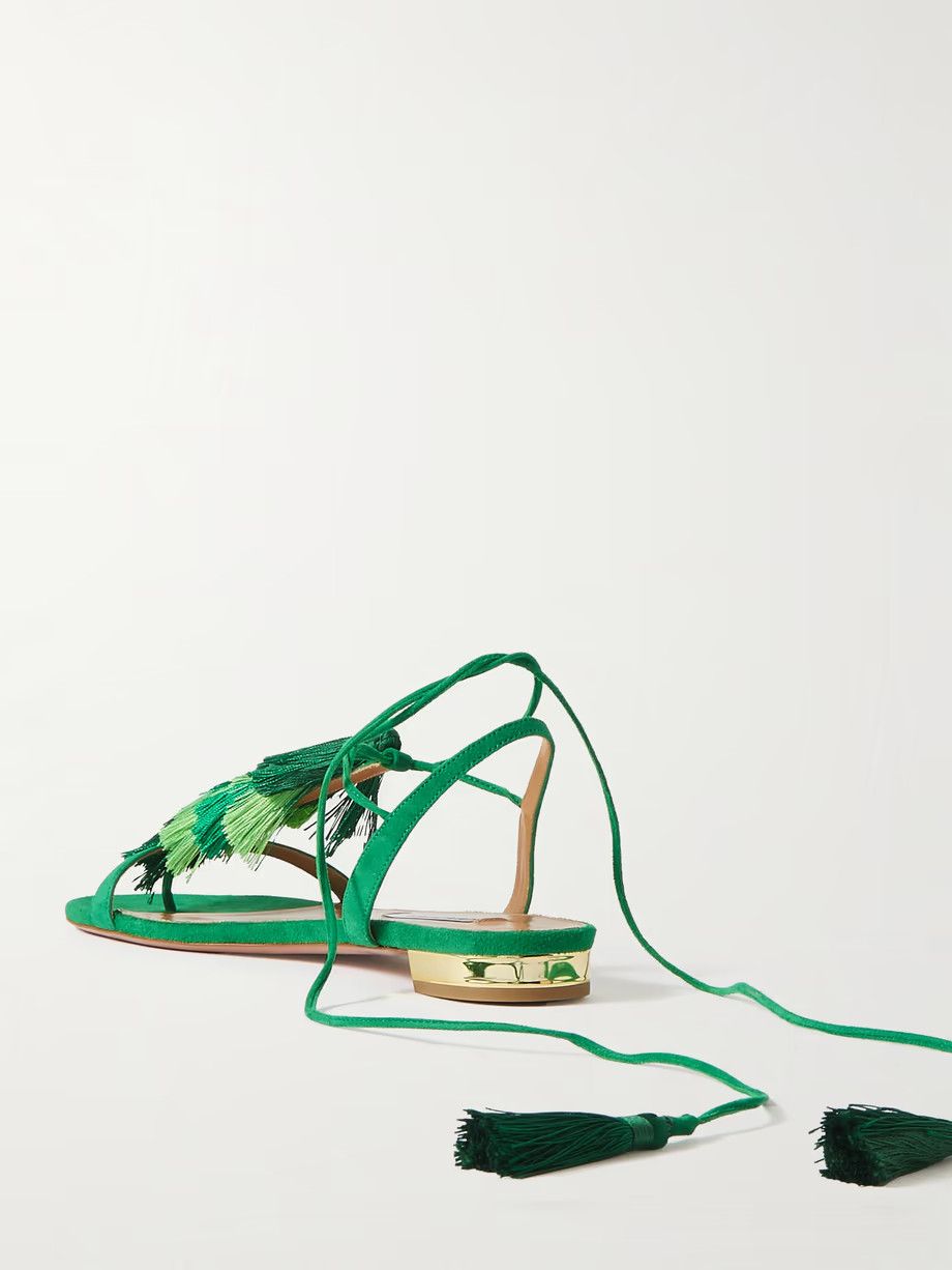 Aquazzura o1y0625 Tassel Sandals in Green Size US 11 / IT 41 - 2 Thumbnail