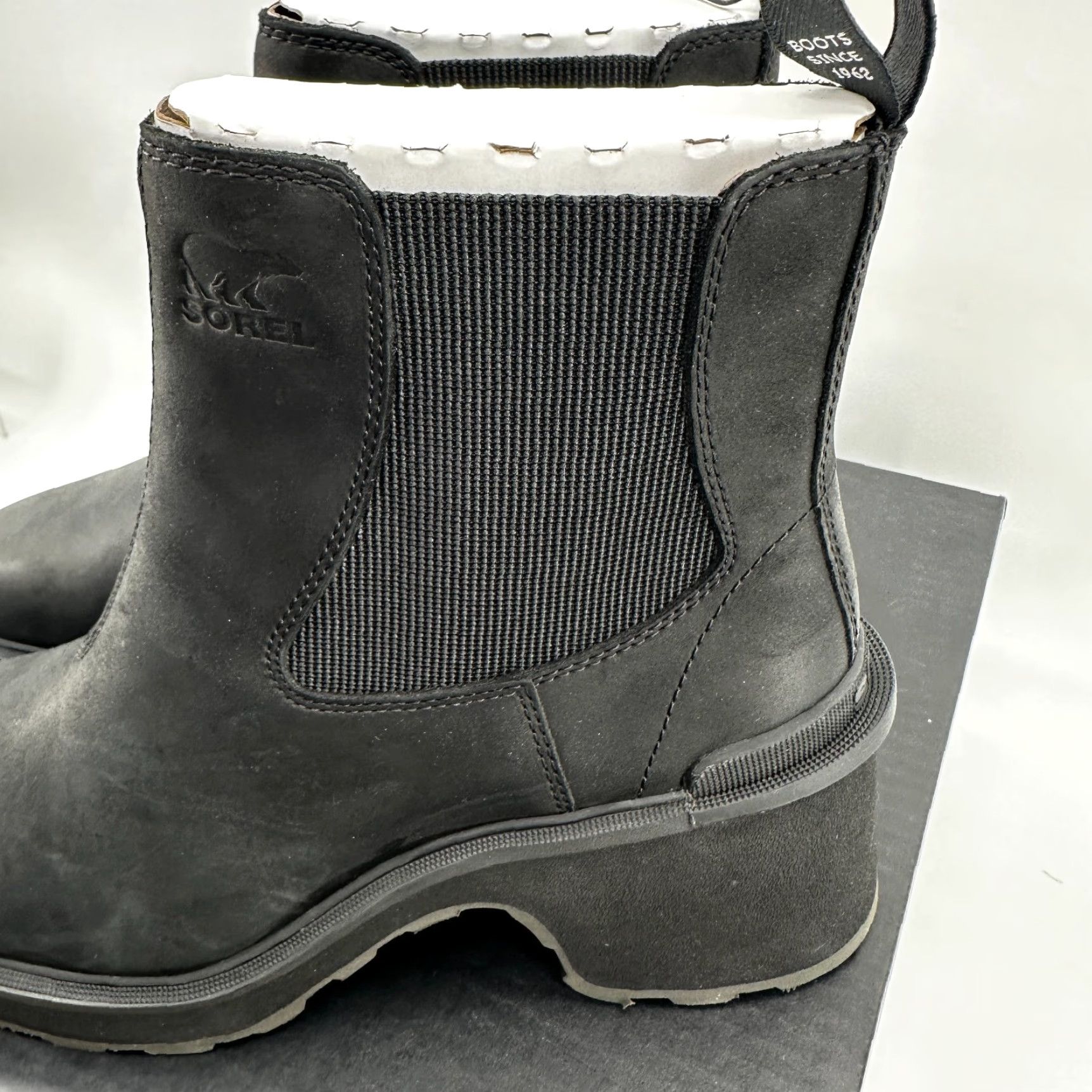 SOREL Sorel Chelsea Boots Black Leather Waterproof Womens Size 9.5 Hi-Line Heel Size US 10 / IT 40 - 4 Thumbnail