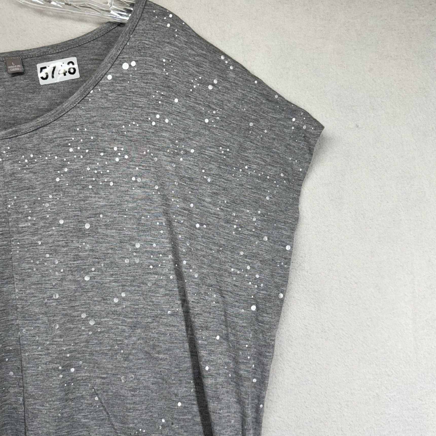Vintage VINTAGE Cyrus Women's T-Shirt Large Gray Polka Dot Shiny Knot Front Metal Silver Size L / US 10 / IT 46 - 6 Thumbnail