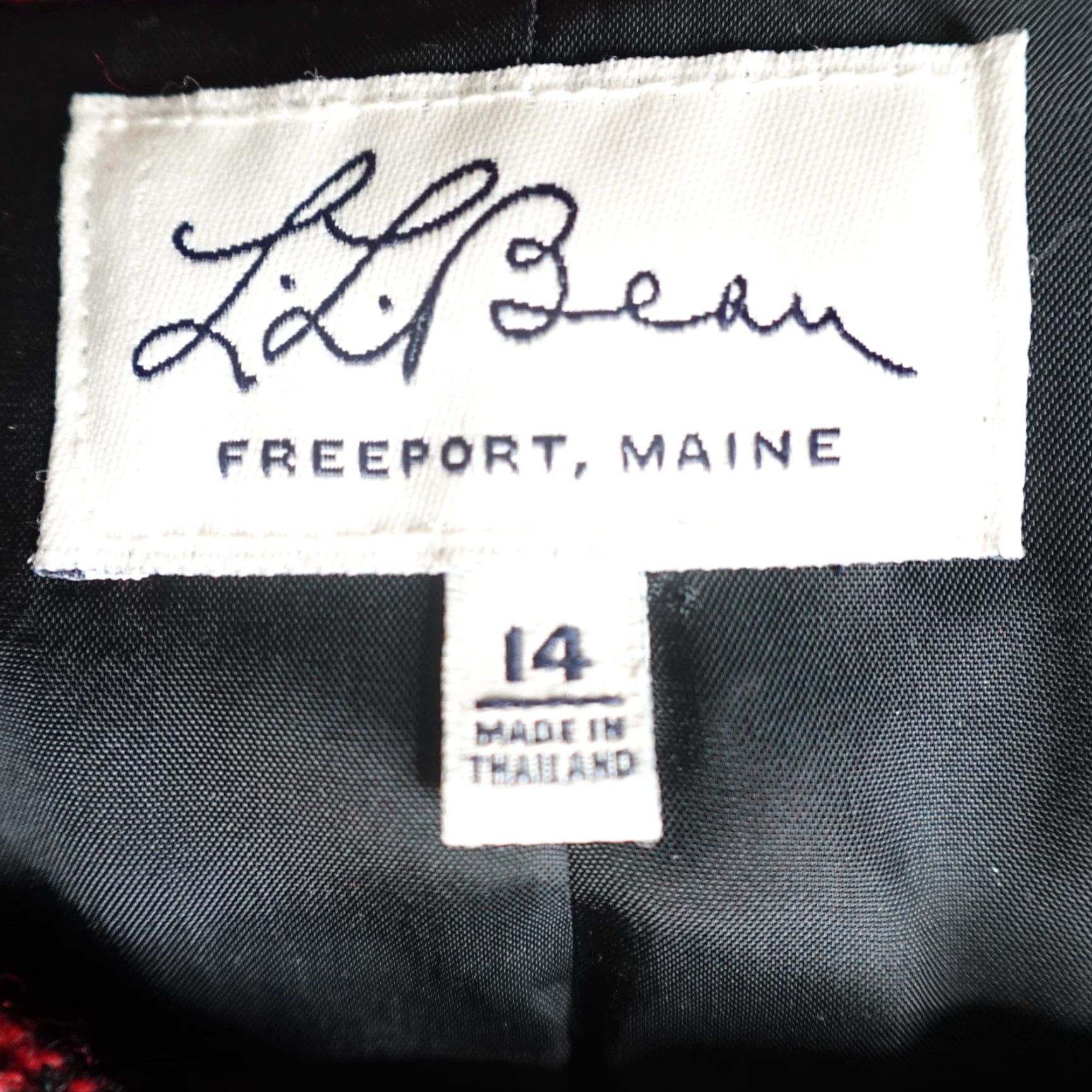 Vintage L.L. Bean Jacket Womens 14 Black Red Plaid Wool Merrimac Stewart Virgin Wool 100% Wool Long Sleeve Button Closure Mid-Length Womens Hanbook Size XL / US 12-14 / IT 48-50 - 2 Thumbnail