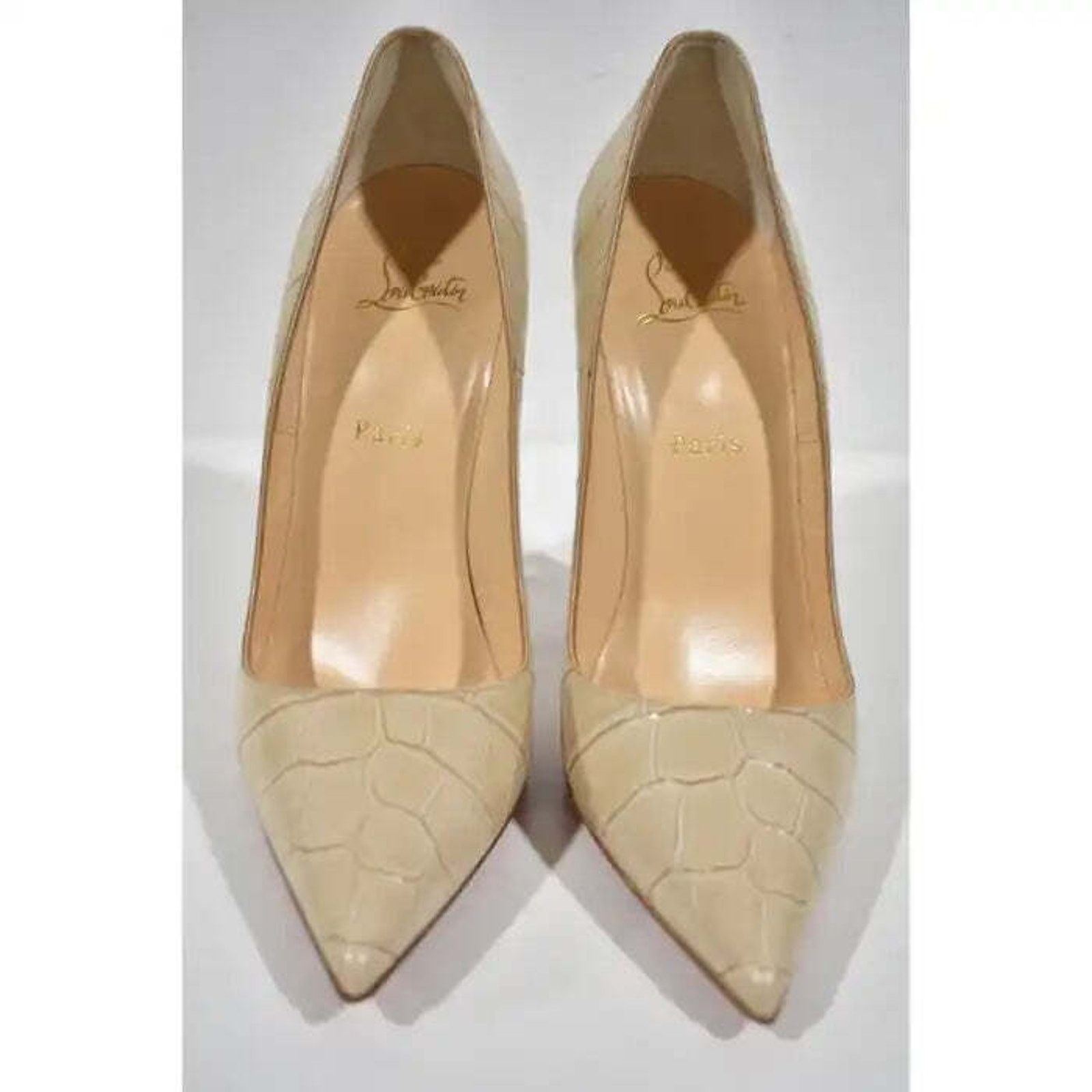 Christian Louboutin So Kate 120 Nougat Nude Calf Ali Croc Pointed Heel Pump 40 Size US 10 / IT 40 - 5 Thumbnail