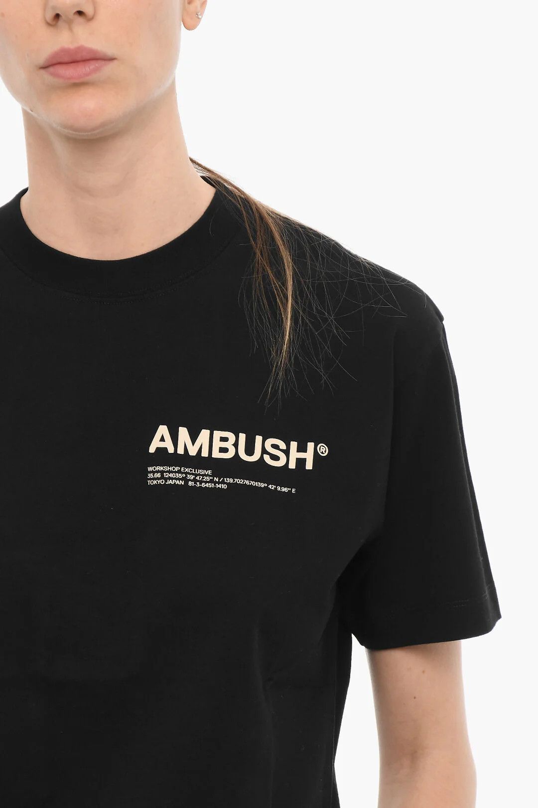 Ambush Design og1mm0426 Solid-Color Crew Neck T-Shirt in Black Size XS / US 0-2 / IT 36-38 - 3 Thumbnail