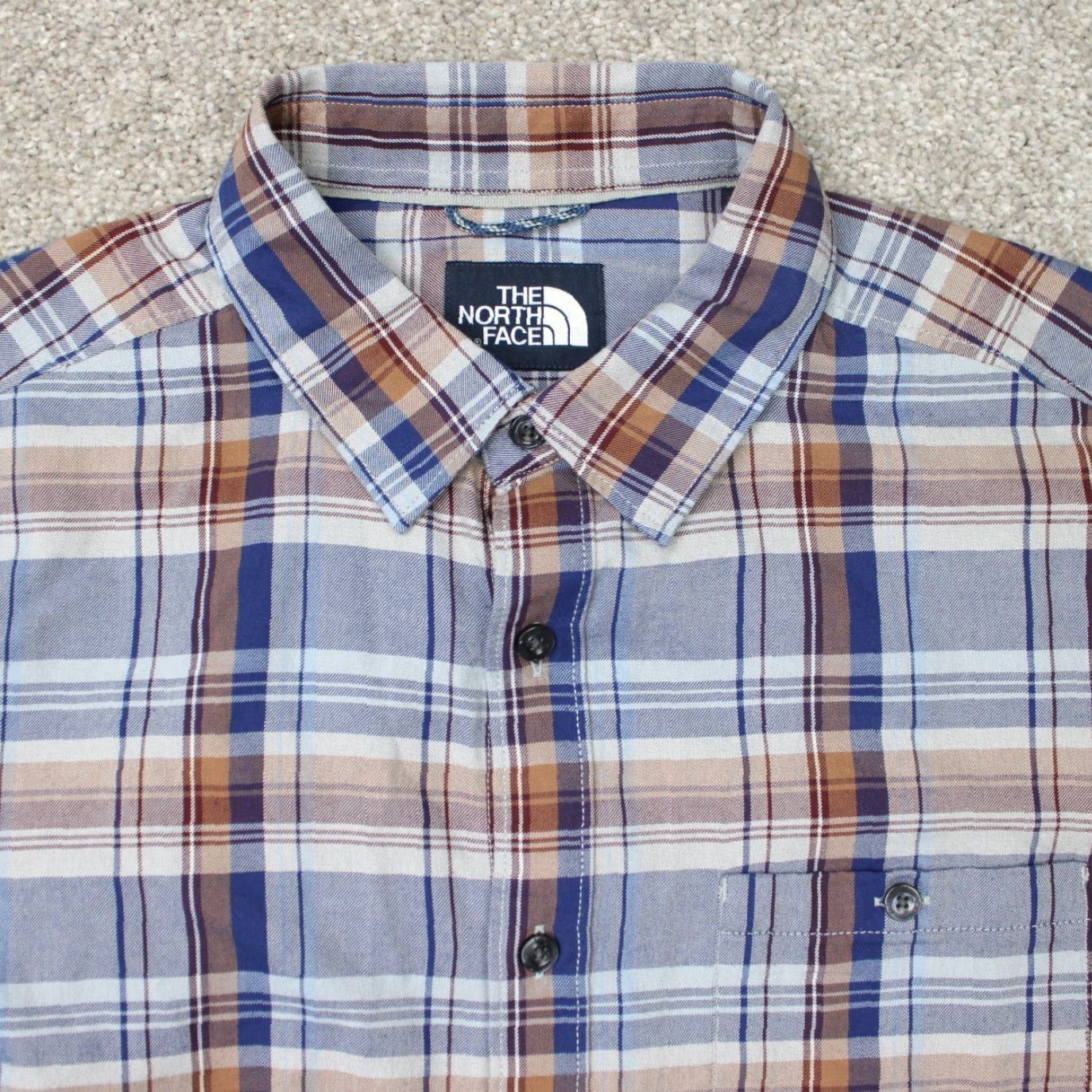 The North Face The North Face Shirt Mens Medium Brown/Blue Plaid Organic Cotton Long Sleeve Size US M / EU 48-50 / 2 - 5 Thumbnail