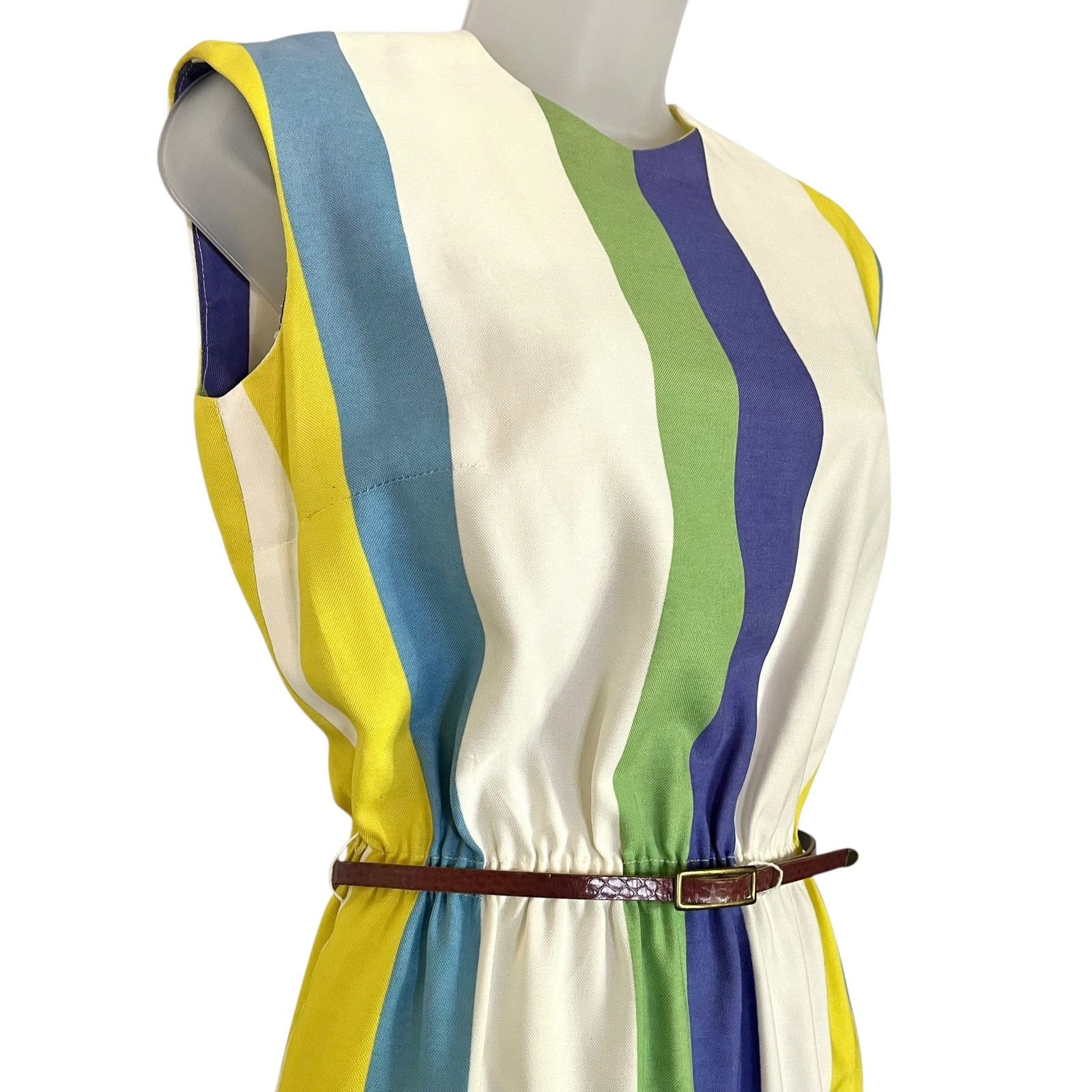 Vintage Vintage Stacy Ames 1960s Striped Sleeveless Sheath Dress Size S / US 4 / IT 40 - 8 Thumbnail