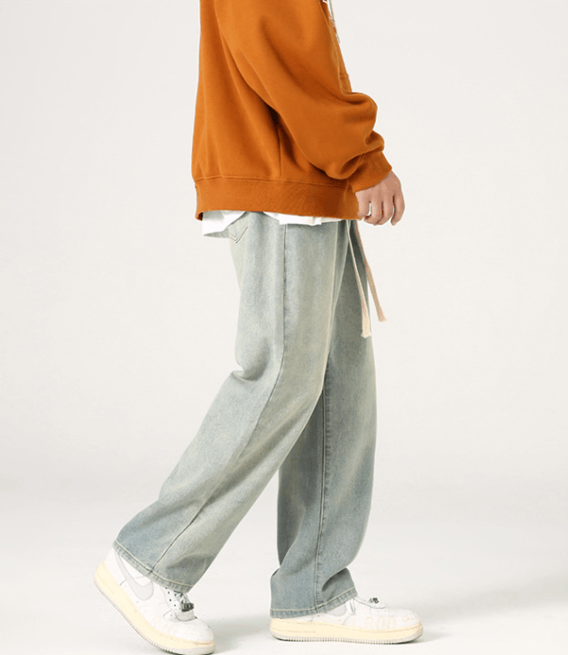 Japanese Brand × Jean Washed distressed wide-leg casual drawstring baggy jeans Size US 32 / EU 48 - 3 Thumbnail