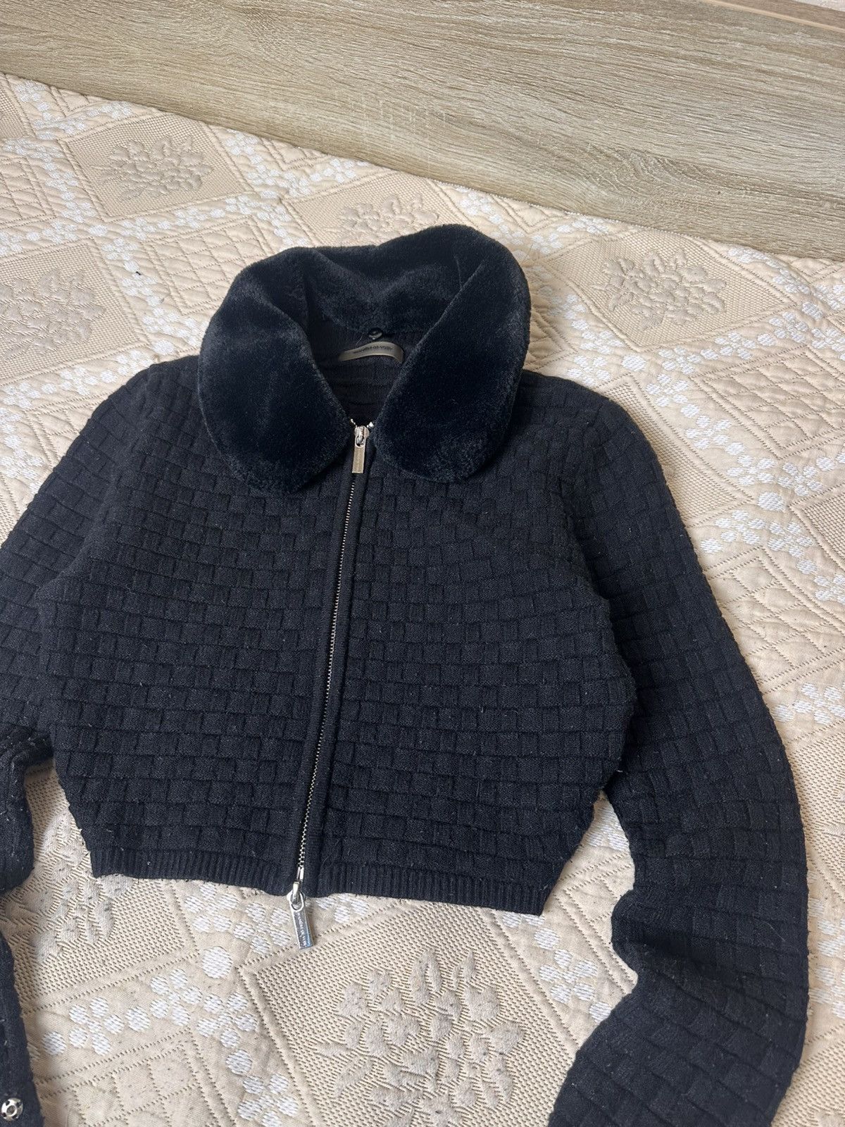 Maniere De Vior 🔥 Maniere De Voir Cropped Fur Jacket Cardigan Zip Size XS / US 0-2 / IT 36-38 - 3 Thumbnail