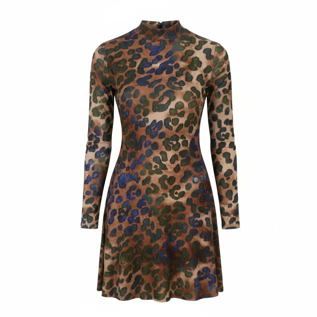 Desigual VEST FELINA S Brown Animal Print Dress 89018 Size S / US 4 / IT 40 - 1 Thumbnail