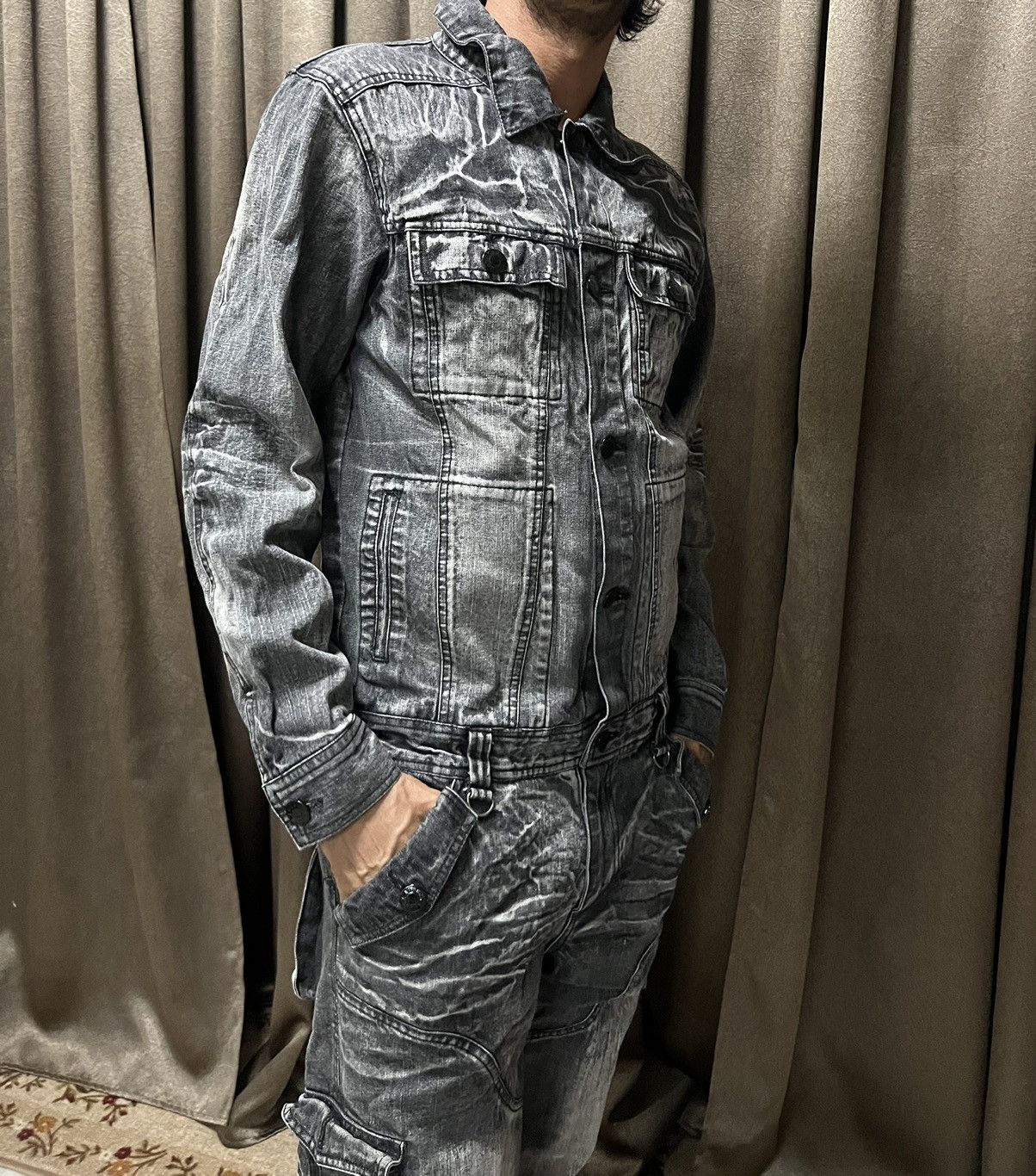 Japanese Brand LowBox Tactical Multipocket Punk Style Denim Overall Size US 35 - 22 Thumbnail