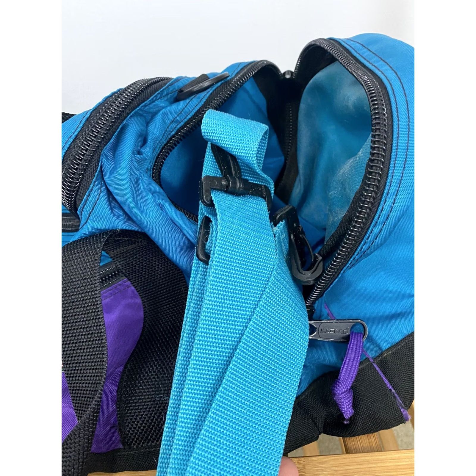 Vintage VINTAGE L.L. Bean Duffle Bag Patch Purple Teal Gym Bag With Shoulder Strap Large 21” Men Mens Bags Katahdin Sunrise Vintage Size ONE SIZE - 3 Thumbnail