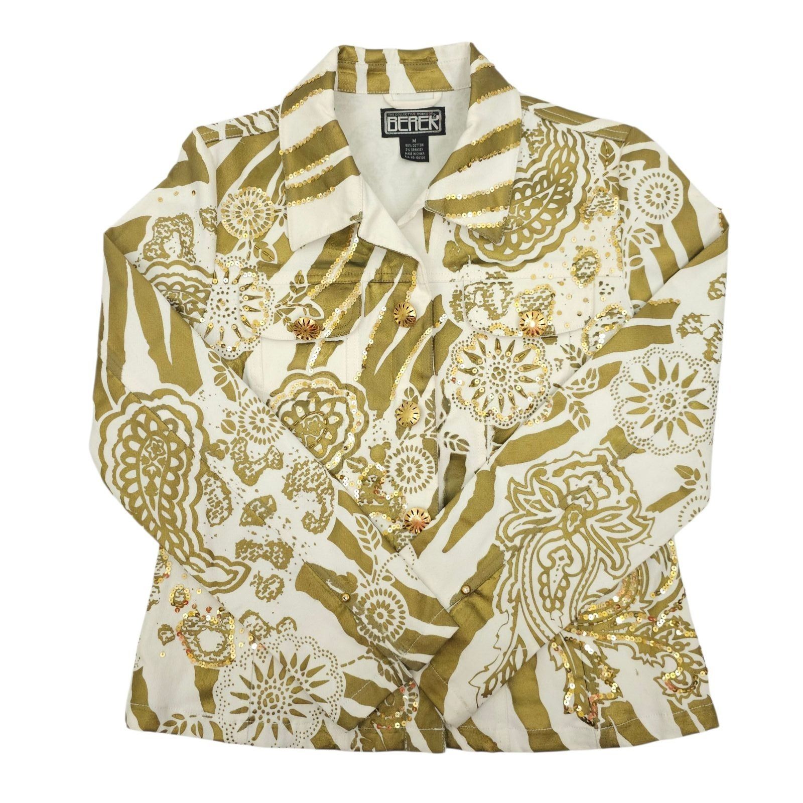 Other Berek Zebra Paisley Sequin Jacket M Vintage Snap Front Y2K Size M / US 6-8 / IT 42-44 - 19 Thumbnail