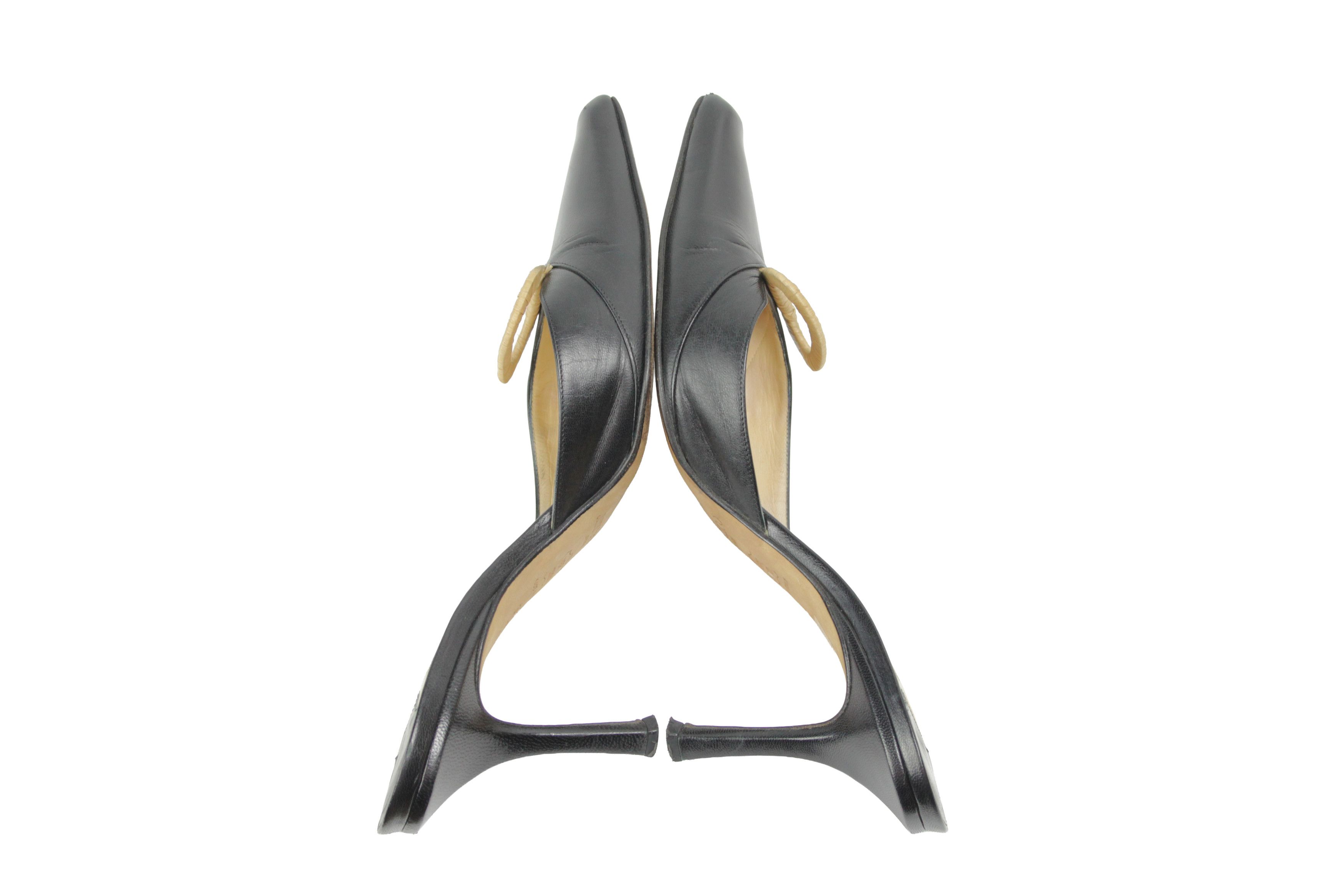 Jimmy Choo 00S Y2K Peep-Toe Heeled Mules Vintage Size US 8 / IT 38 - 10 Thumbnail