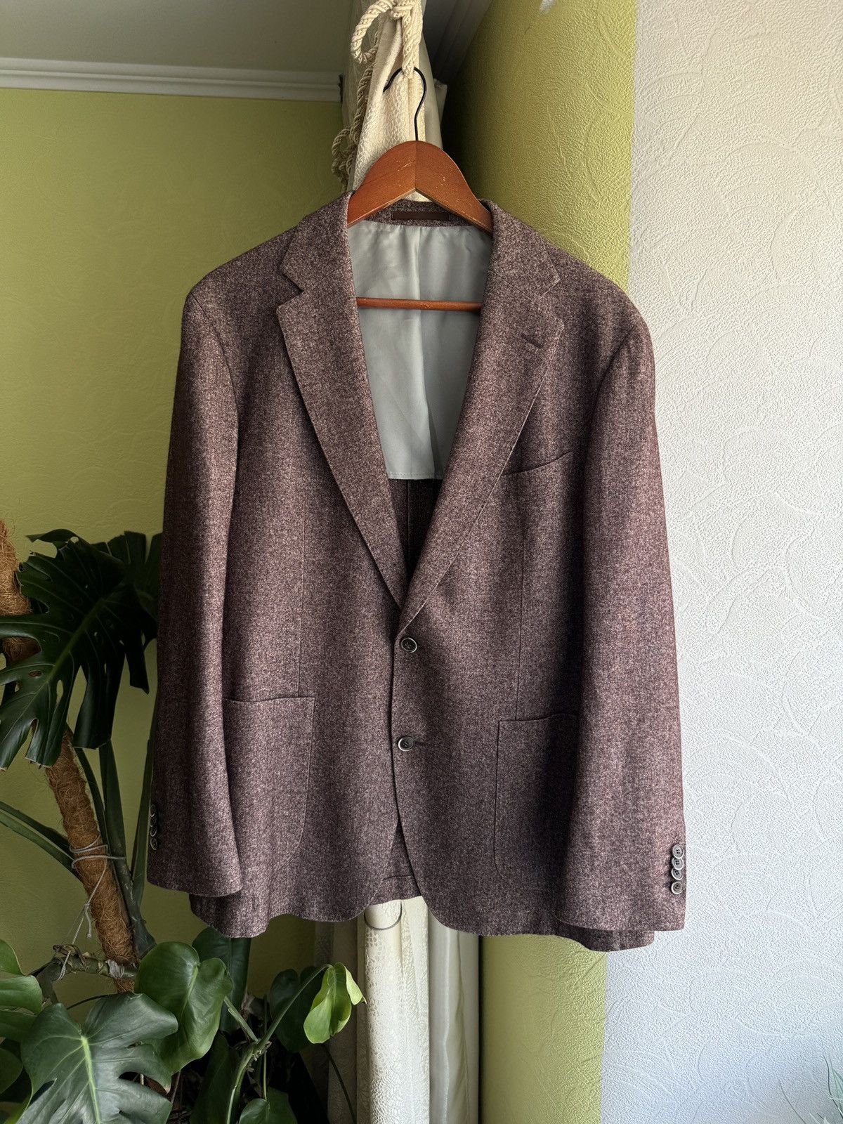 Suitsupply Suitsupply Ormezzano Cashmere Wool Blazer Burgundy Unlined Size 44S - 2 Thumbnail