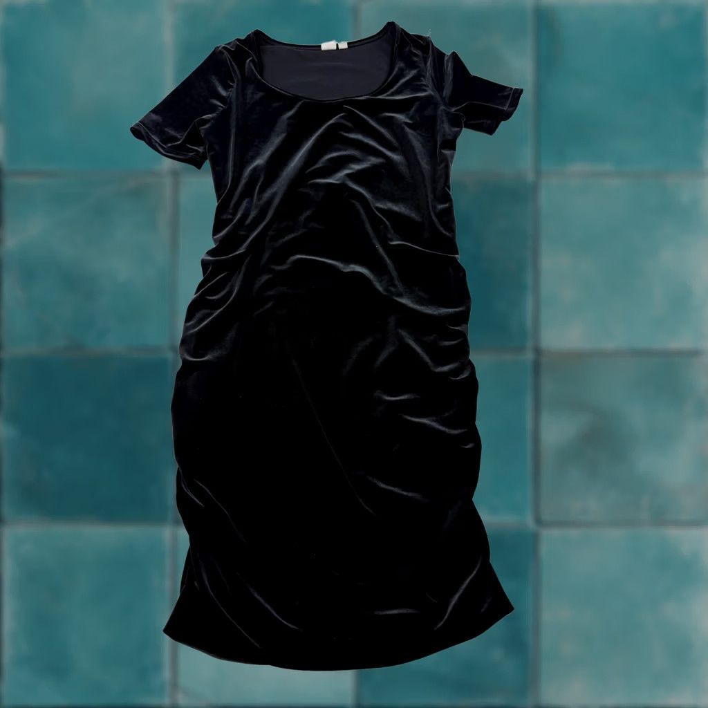 Gap Gap Shirt Womens S Black Dress Small Velvet Knit Ruched Bodycon Maternity Midi Size S / US 4 / IT 40 - 1 Thumbnail