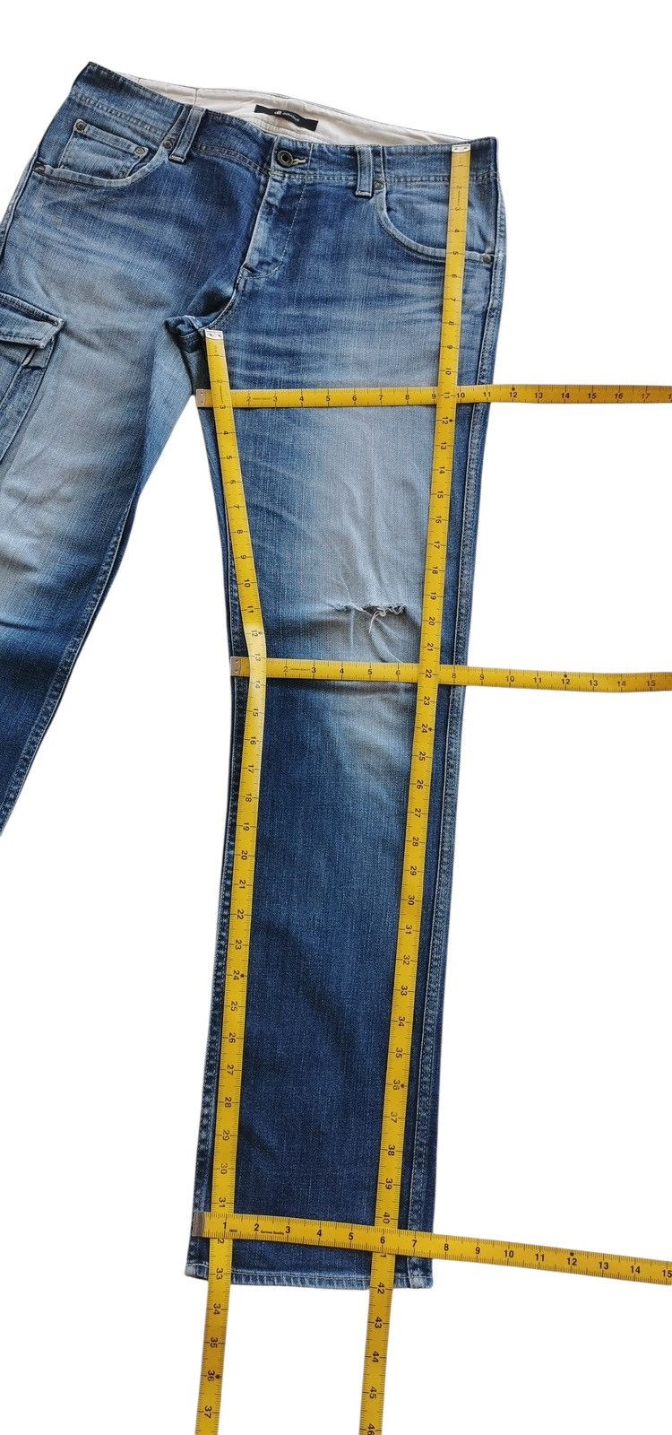 Johnbull Cargo Pants Distressed Denim Size US 34 / EU 50 - 12 Thumbnail