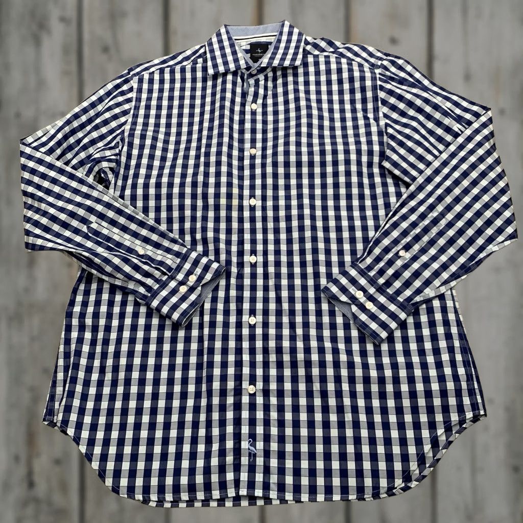Tailorbyrd TAILORBYRD Collection Shirt Mens Large Blue Check Spread Collar Flip Cuff Regular Fit Button-Up Size US L / EU 52-54 / 3 - 1 Thumbnail