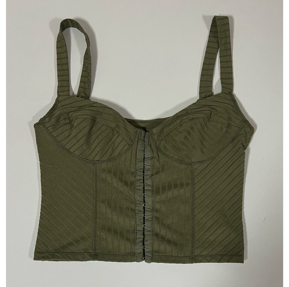 Free People Free People Olive Green Corset Tank Top Shirt Blouse Size M✨ Size M / US 6-8 / IT 42-44 - 1 Thumbnail