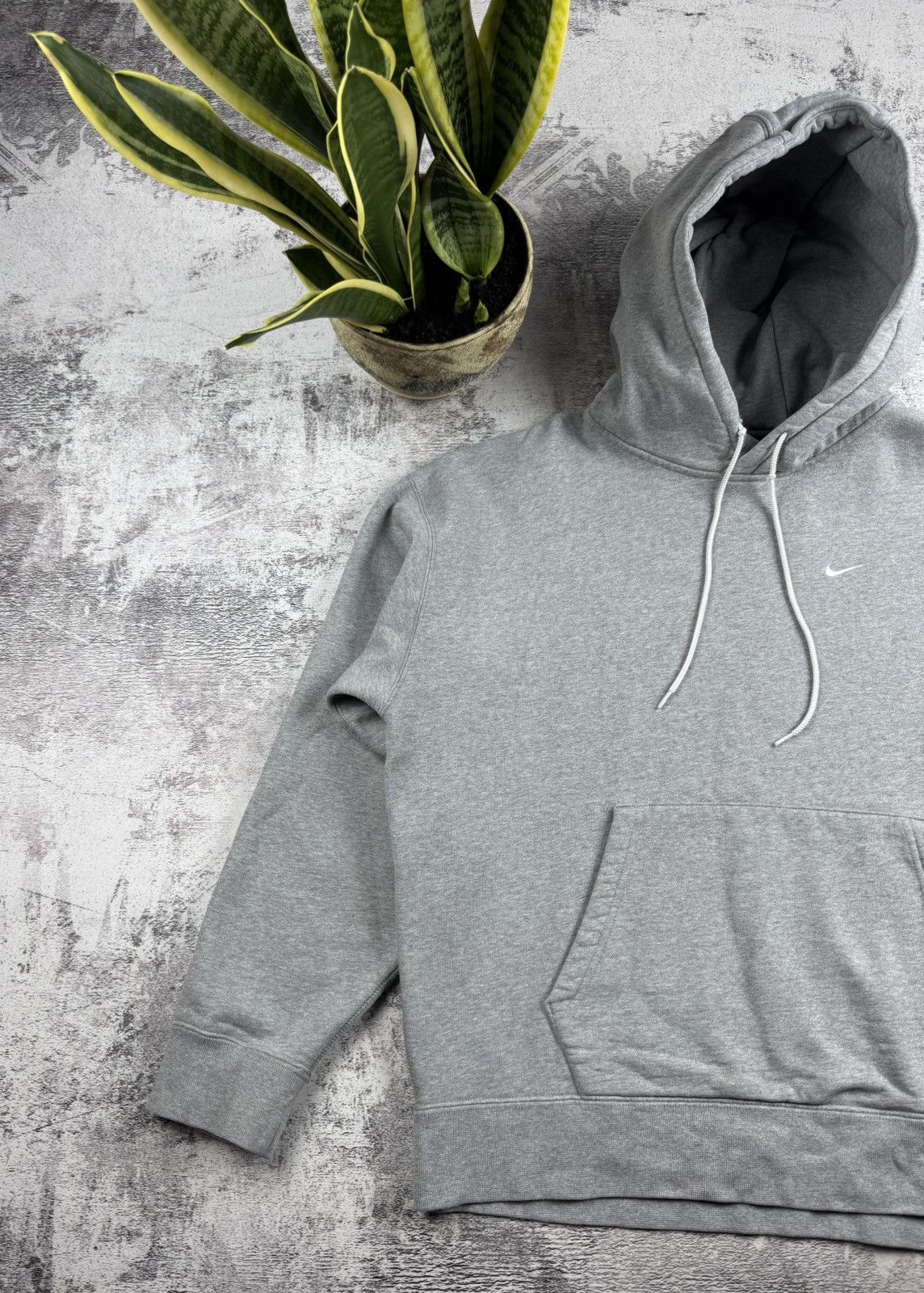 Nike Nike Swoosh Gray Basic Blank Dense Hoodie Pullover Sweatshirt Size US L / EU 52-54 / 3 - 2 Thumbnail