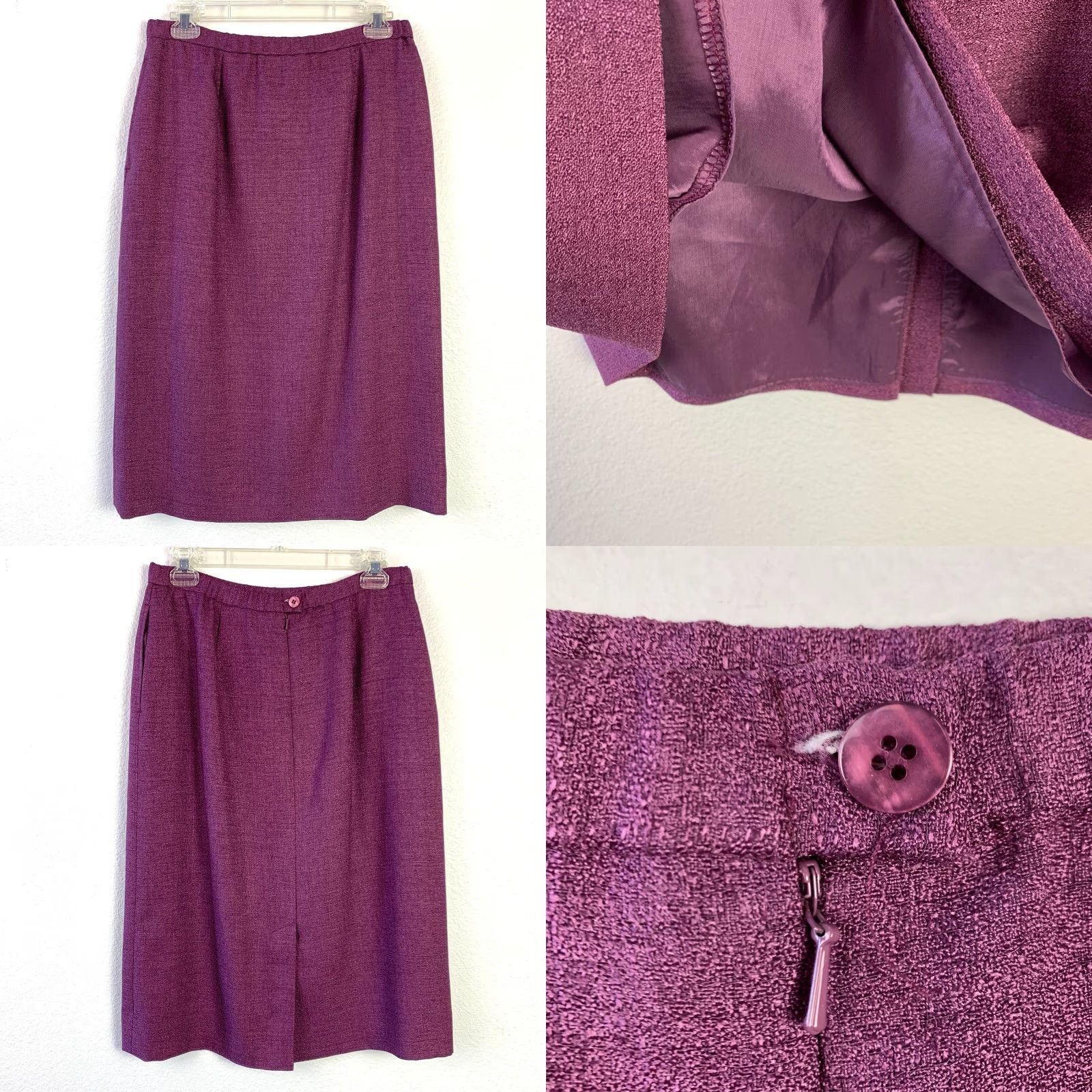 Lee VINTAGE Henry Lee Purple Tweed Polyester Blazer Pleated Skirt Suit Womens 10 Size 32" / US 10 / IT 46 - 8 Thumbnail