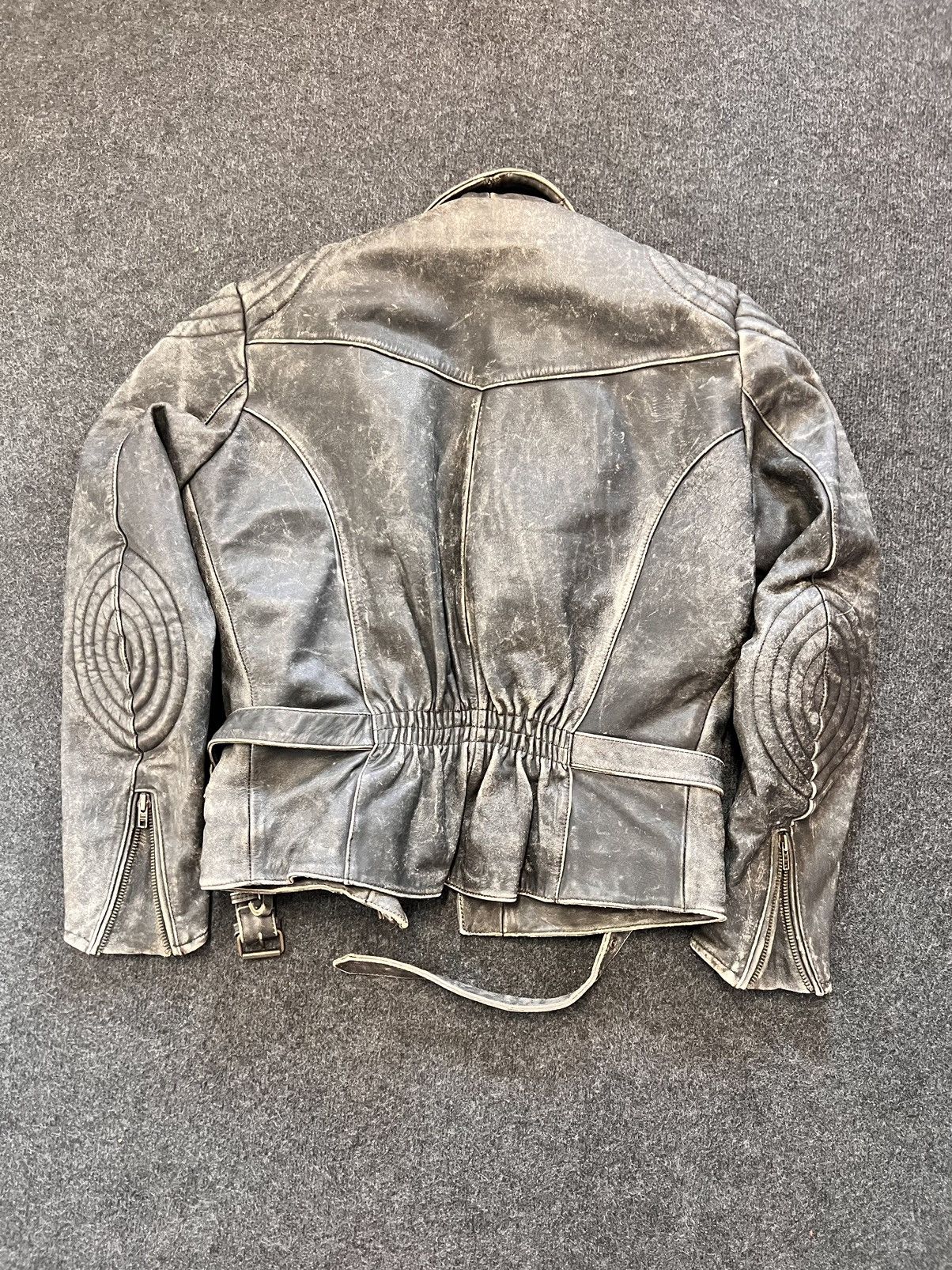 Japanese Brand Real Leather Faded black biker jacket archive avant garde Size US L / EU 52-54 / 3 - 3 Thumbnail