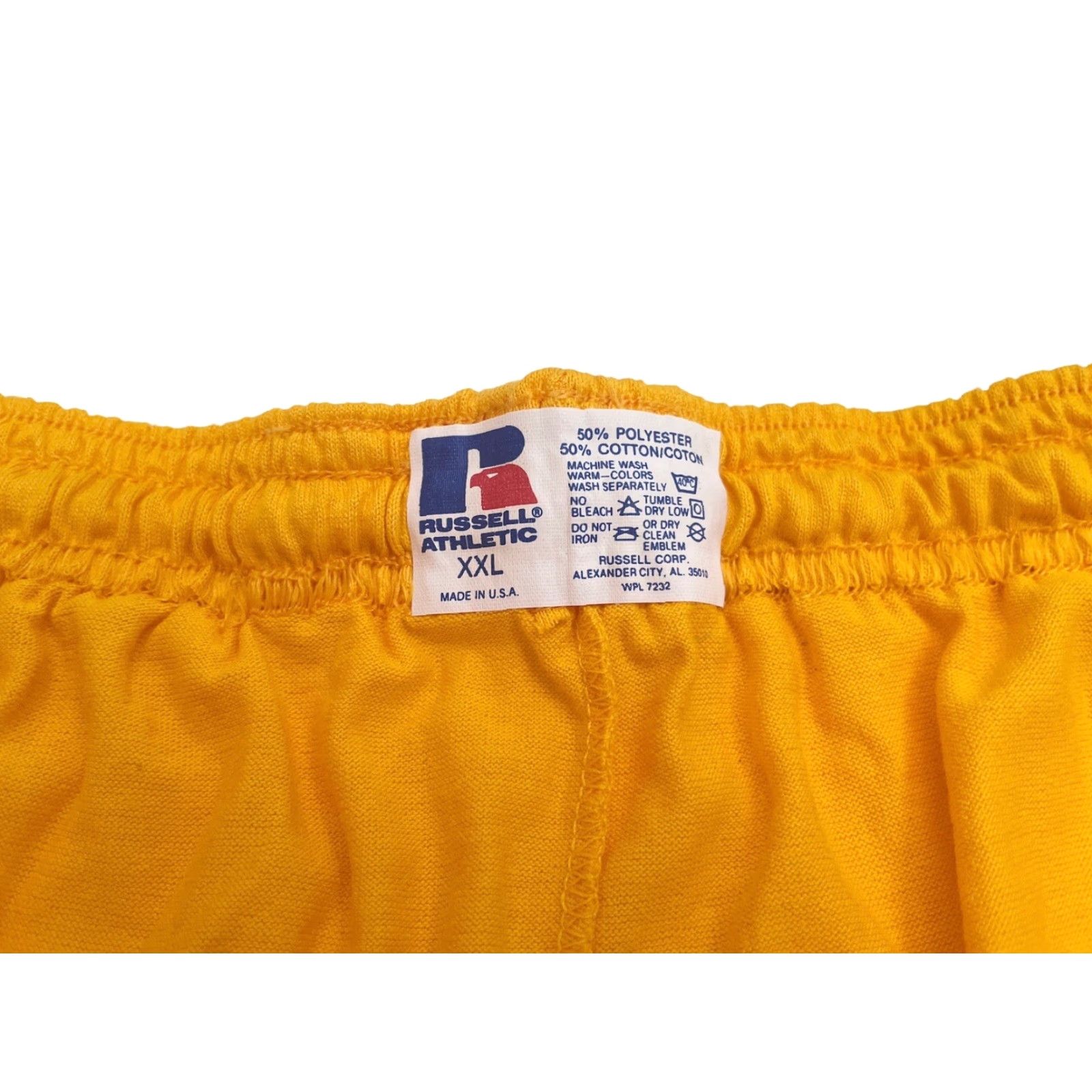 Russell Athletic VINTAGE Russell Athletic Shorts Mens 2XL Yellow 90s NOS NWOT Deadstock Athletic Base Layer Drawstring White Waist 20” 17” Rise 8” Inseam USA Mens Size US 39 - 4 Thumbnail