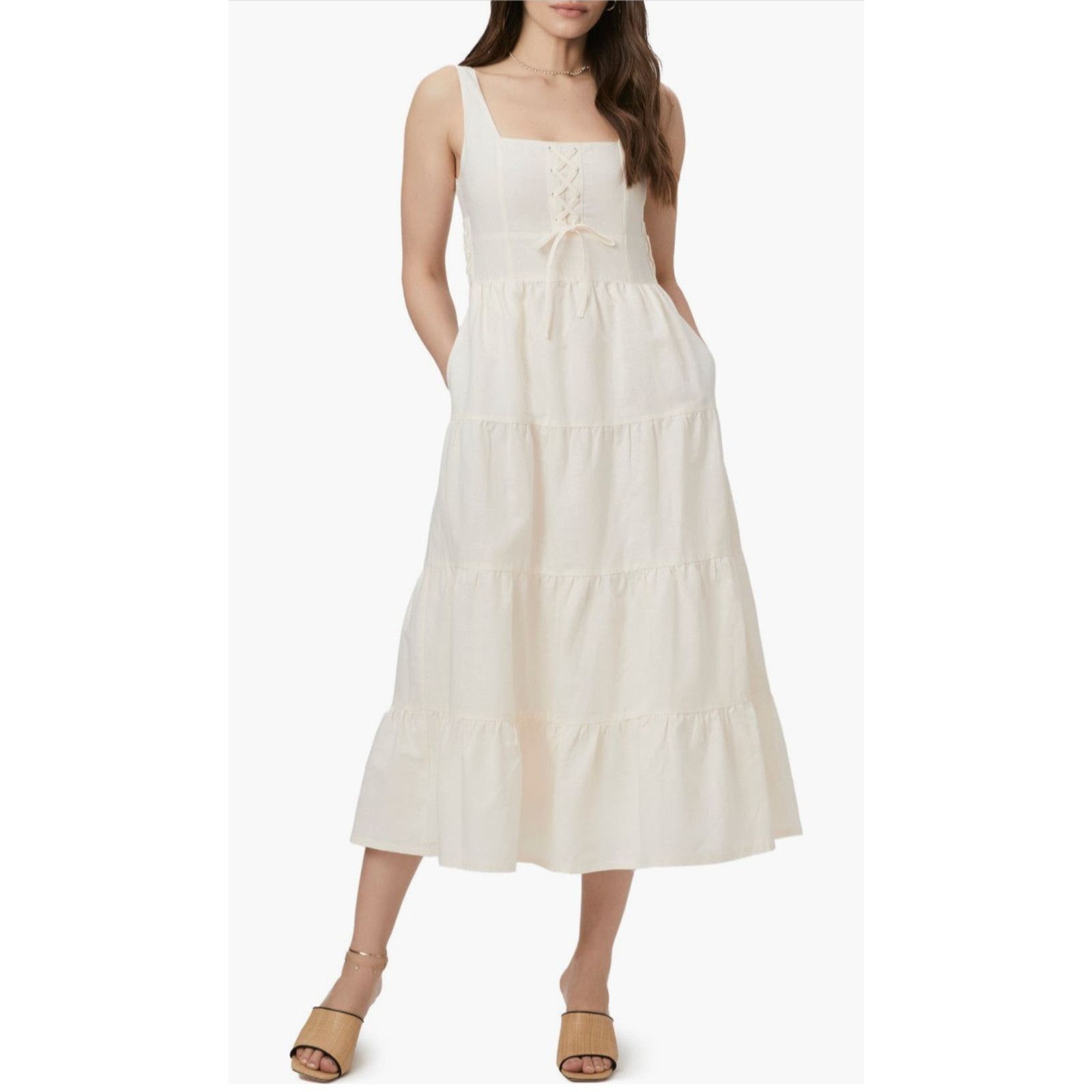 Paige Nwt Paige Ophella Cotton Linen Dress marble white sz 4 Size S / US 4 / IT 40 - 1 Thumbnail