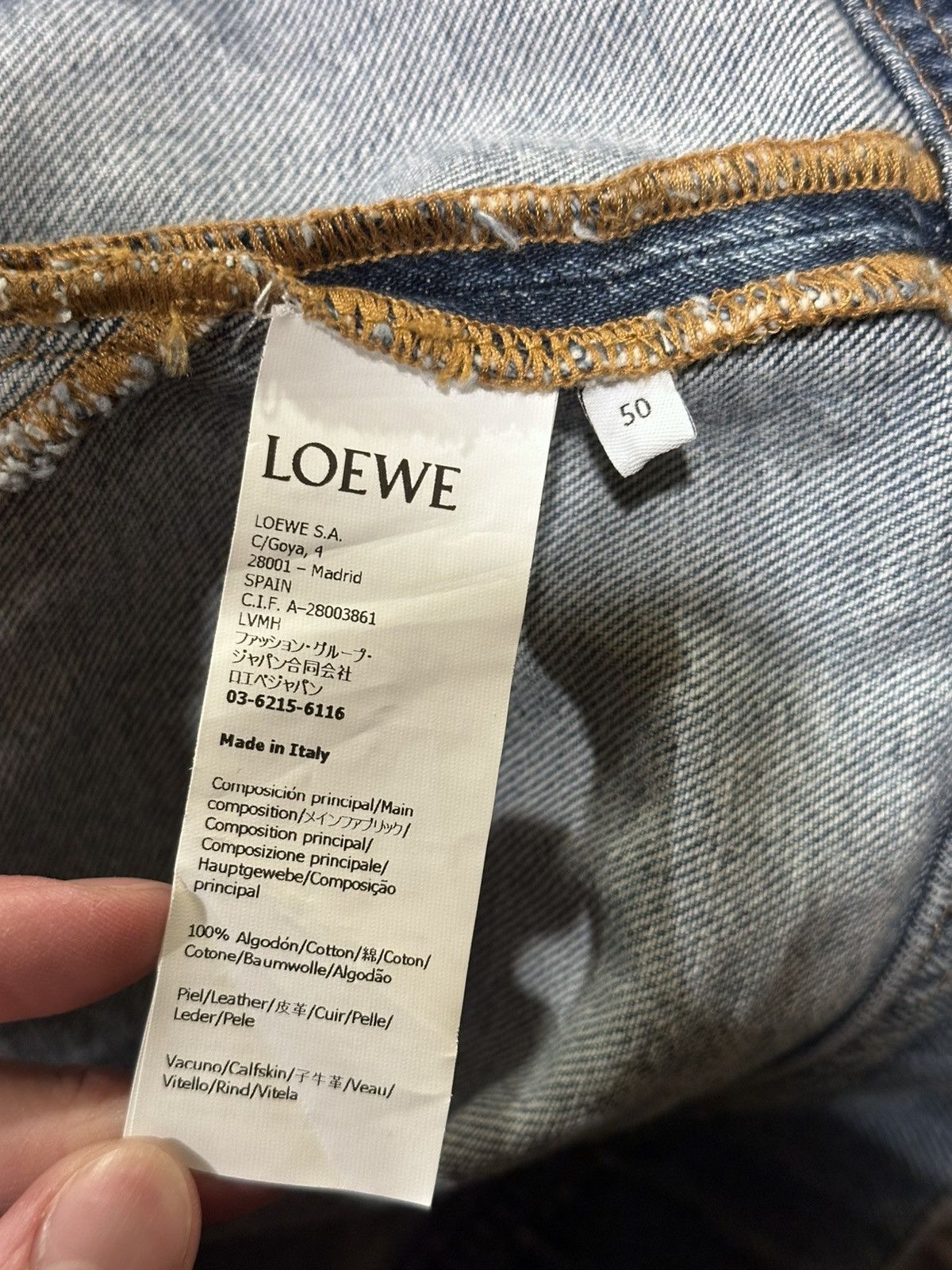 Loewe Loewe Leather Panelled Patch Logo Blue Denim Jacket Size US L / EU 52-54 / 3 - 14 Thumbnail