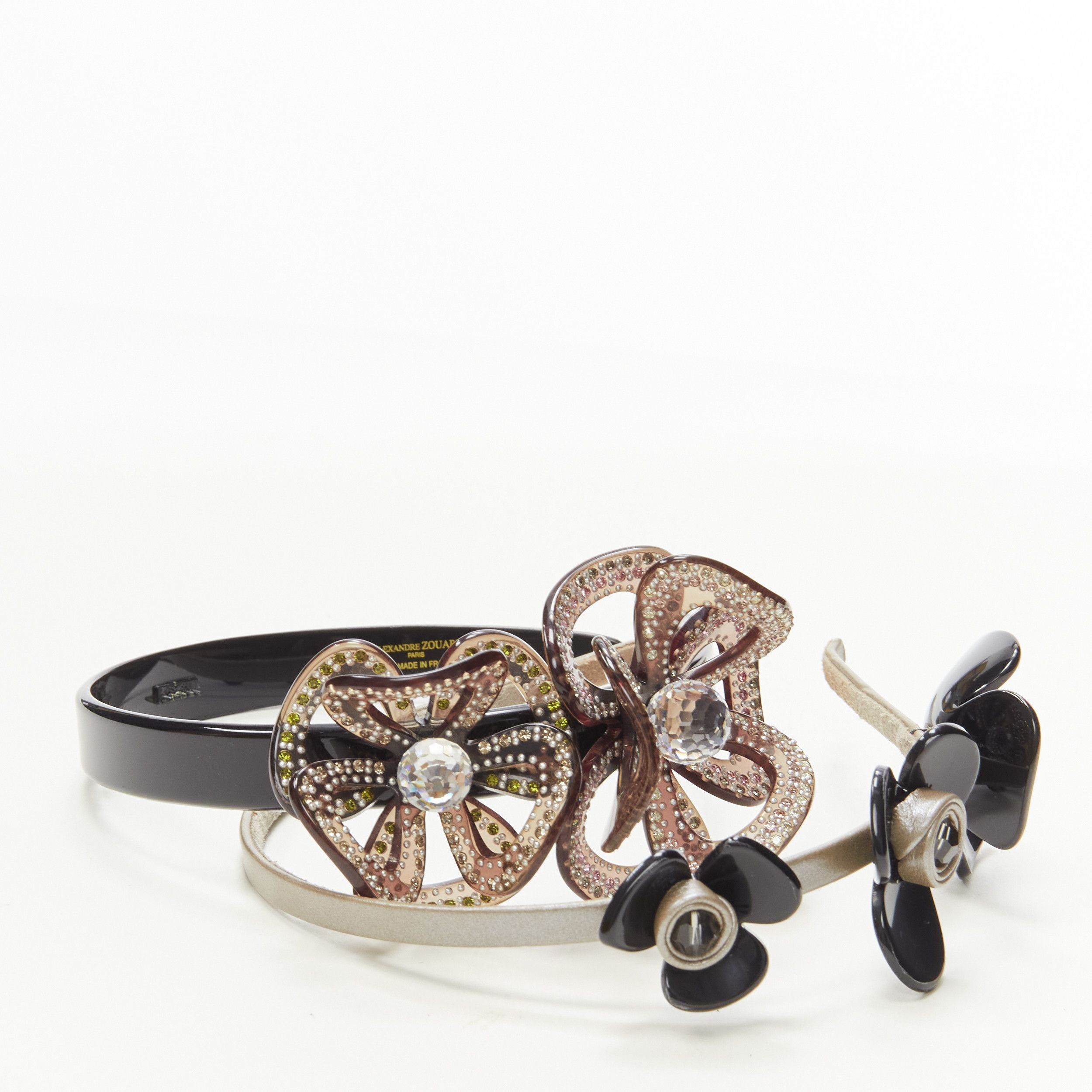 Other ALEXANDRE ZOUARI black grey crystal 3D layered flower acrylic headband X2 Size ONE SIZE - 1 Thumbnail