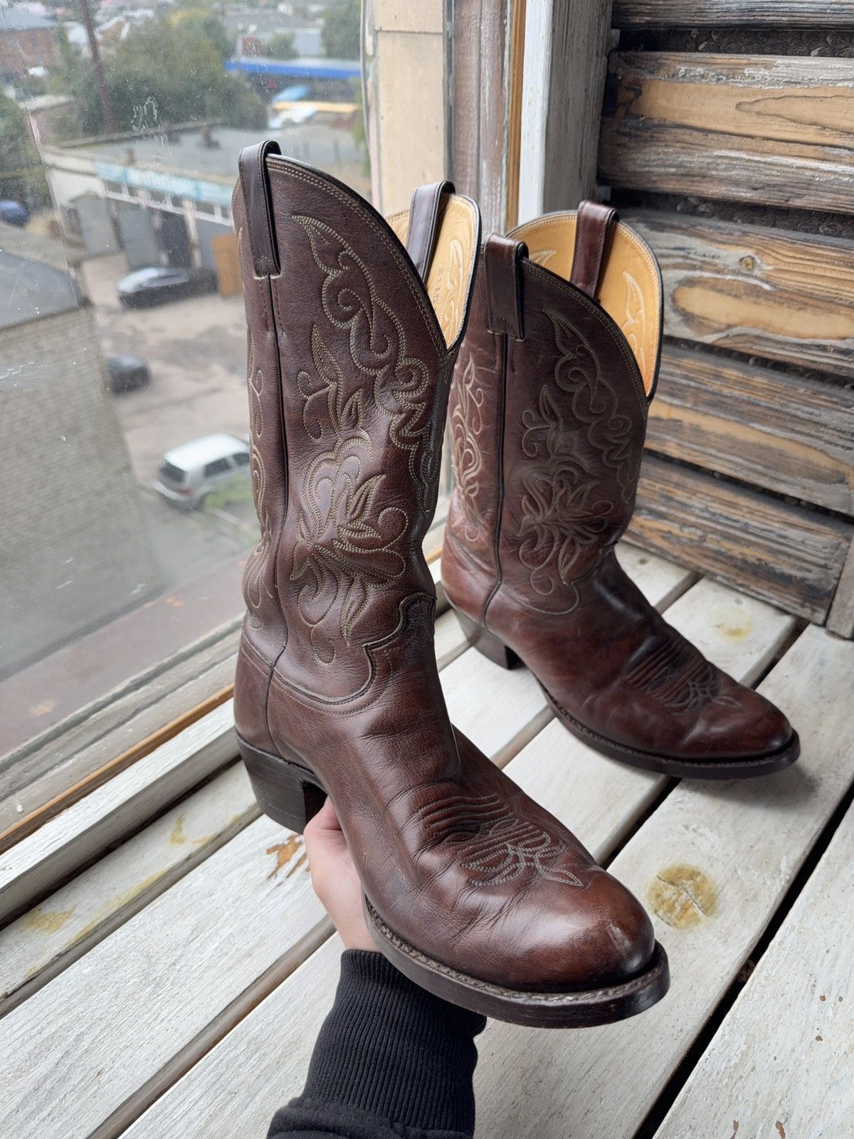 Justin Boots Justin Boots 1652 Brown Leather Western Cowboy Boots USA Size US 12 / EU 45 - 11 Thumbnail