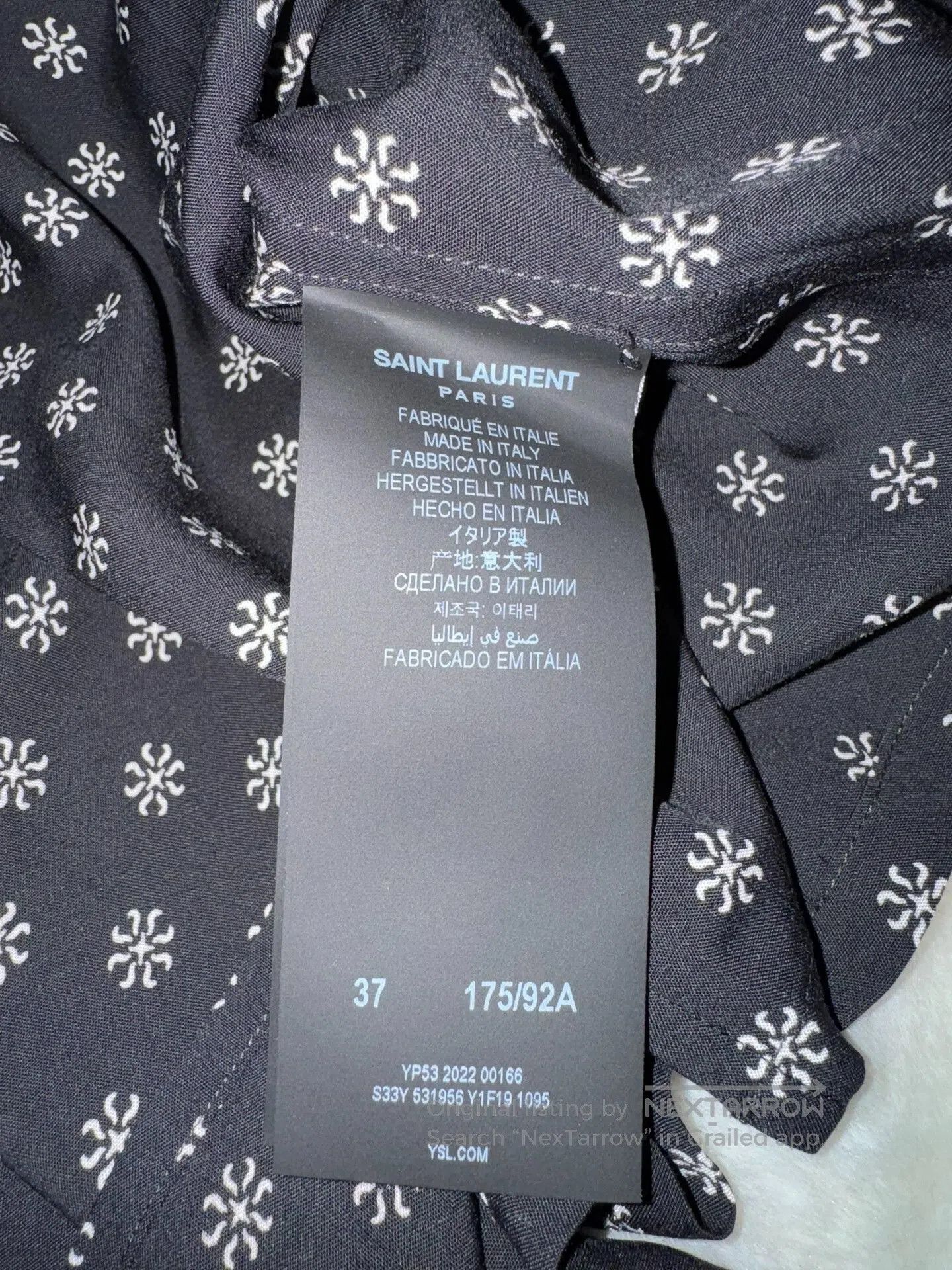 Saint Laurent Paris Saint Laurent Snowflake Shark Collar Shirt. Size US M / EU 48-50 / 2 - 7 Thumbnail
