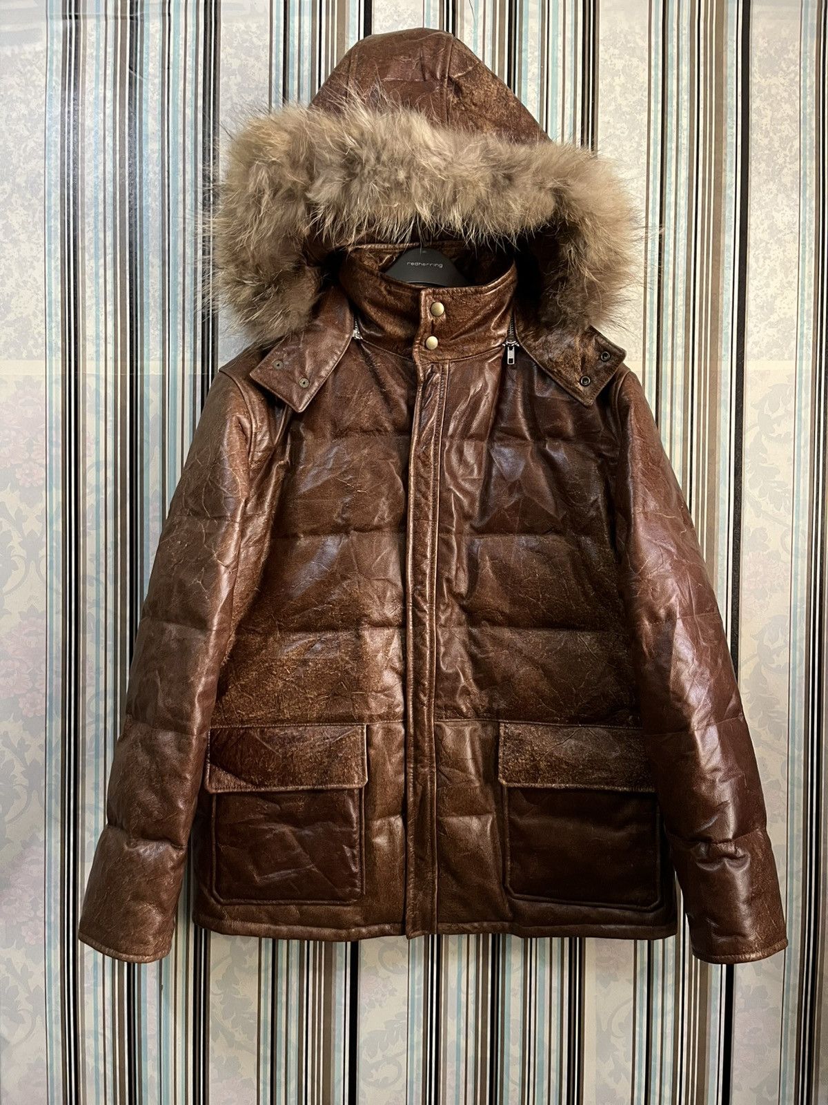 Branded Leather 1990s ROBERTO MASSINI cowhide detachable trim hood #I2 Size US M / EU 48-50 / 2 - 1 Thumbnail