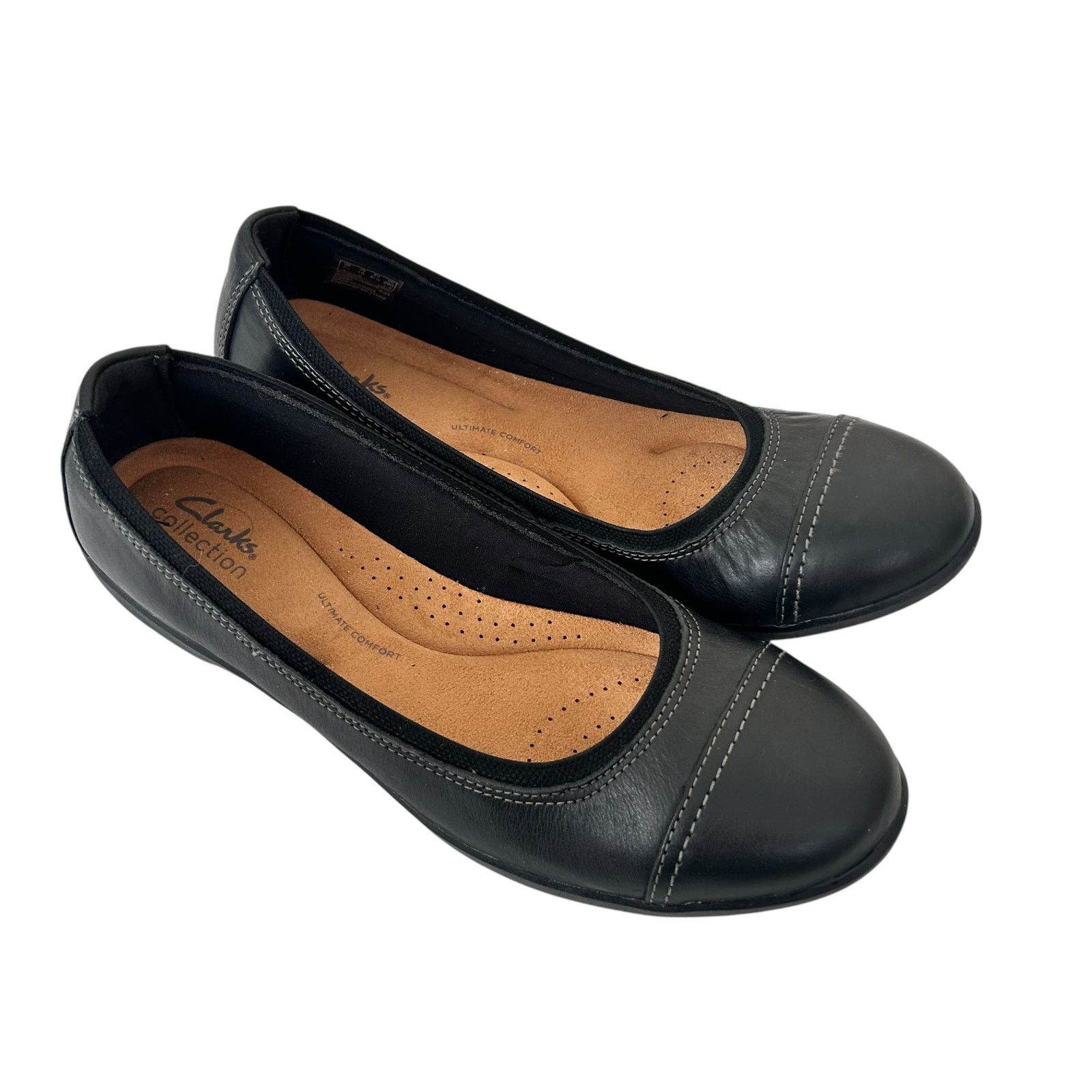 Clarks Clarks Collection Black Leather Meadow Opal Flats Shoes 10 Size US 10 / IT 40 - 1 Thumbnail
