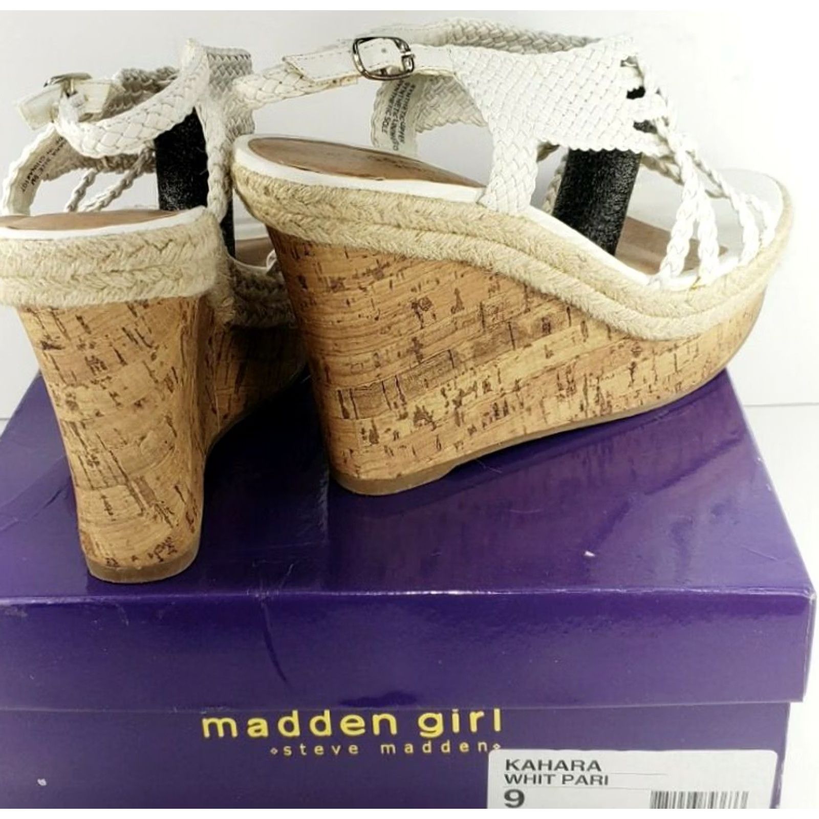 Vintage MADDEN GIRL Kahara Wedge Sandal Women’s Size 9M White New with Box Buckle Ankle Strap Comfort Size US 9 / IT 39 - 6 Thumbnail