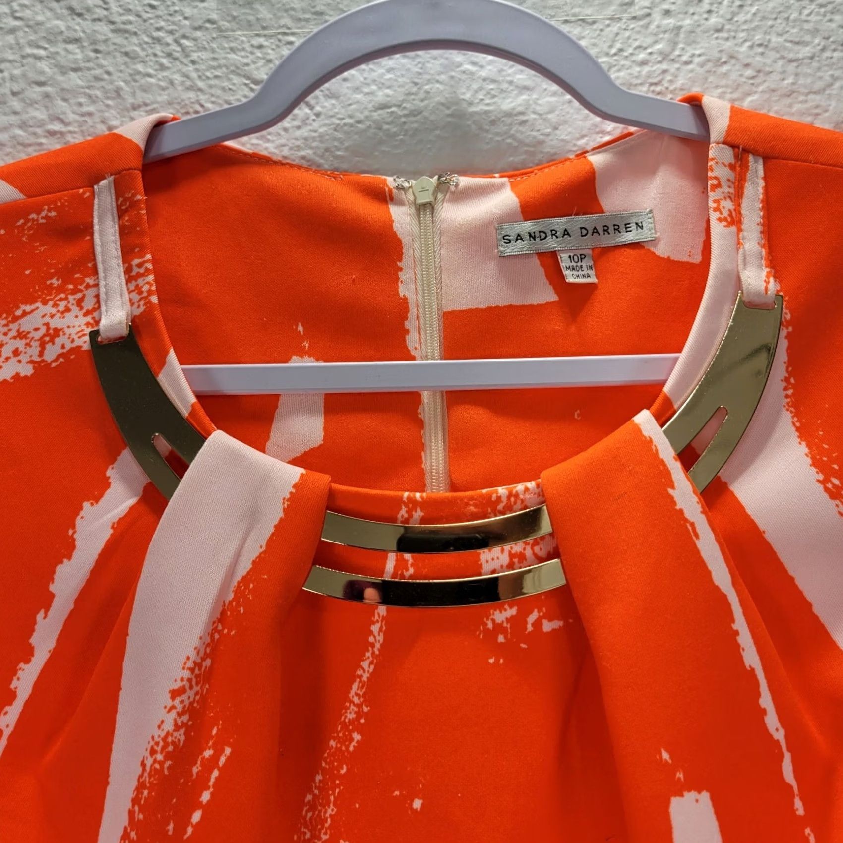 Vintage Sandra Darren Red White Abstract Sheath Mini Dress Sleeveless Zip 10P XS? Size L / US 10 / IT 46 - 5 Thumbnail
