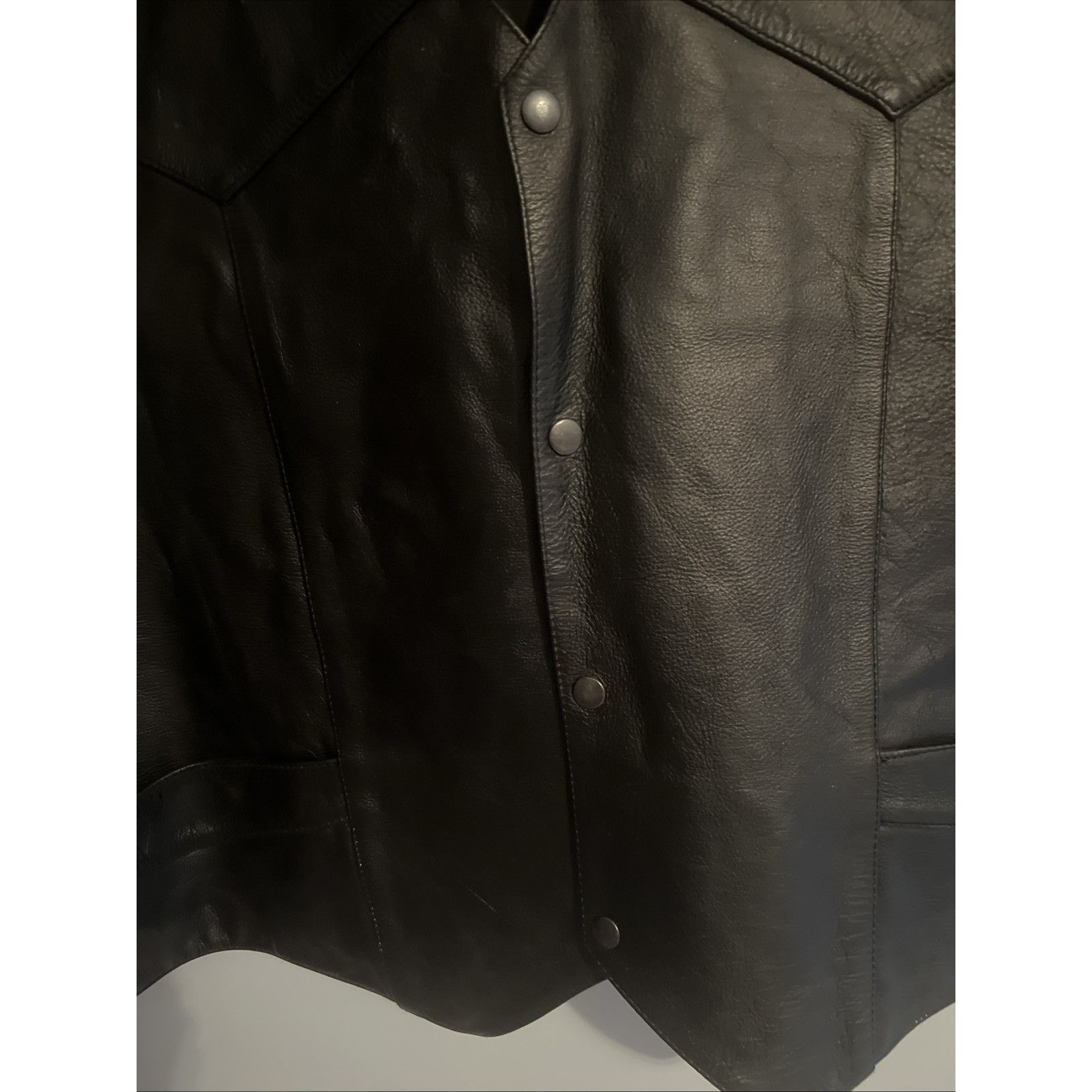 Other Custom Genuine Leather Vest Mens 3XL Black Biker Motorcycle Size US XXL / EU 58 / 5 - 2 Thumbnail